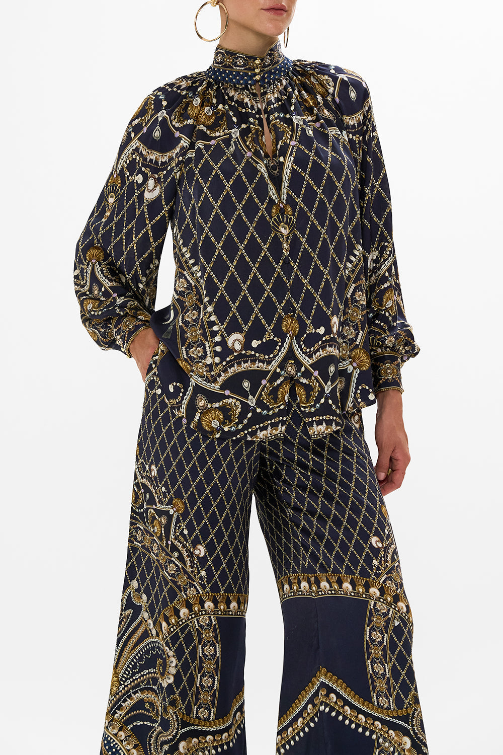 CAMILLA Black Raglan Button Up Shirt in Dance with the Duke