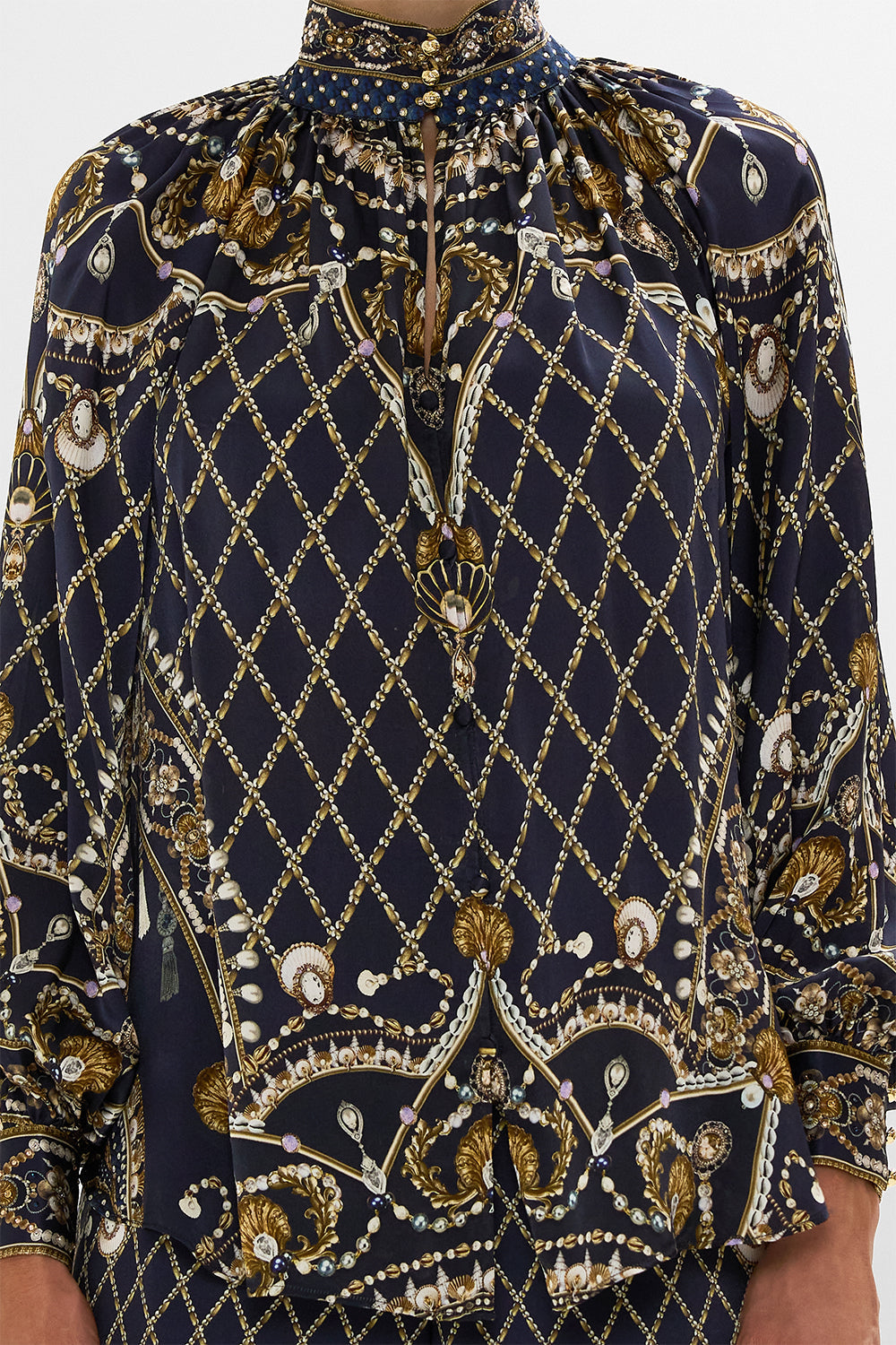 CAMILLA Black Raglan Button Up Shirt in Dance with the Duke