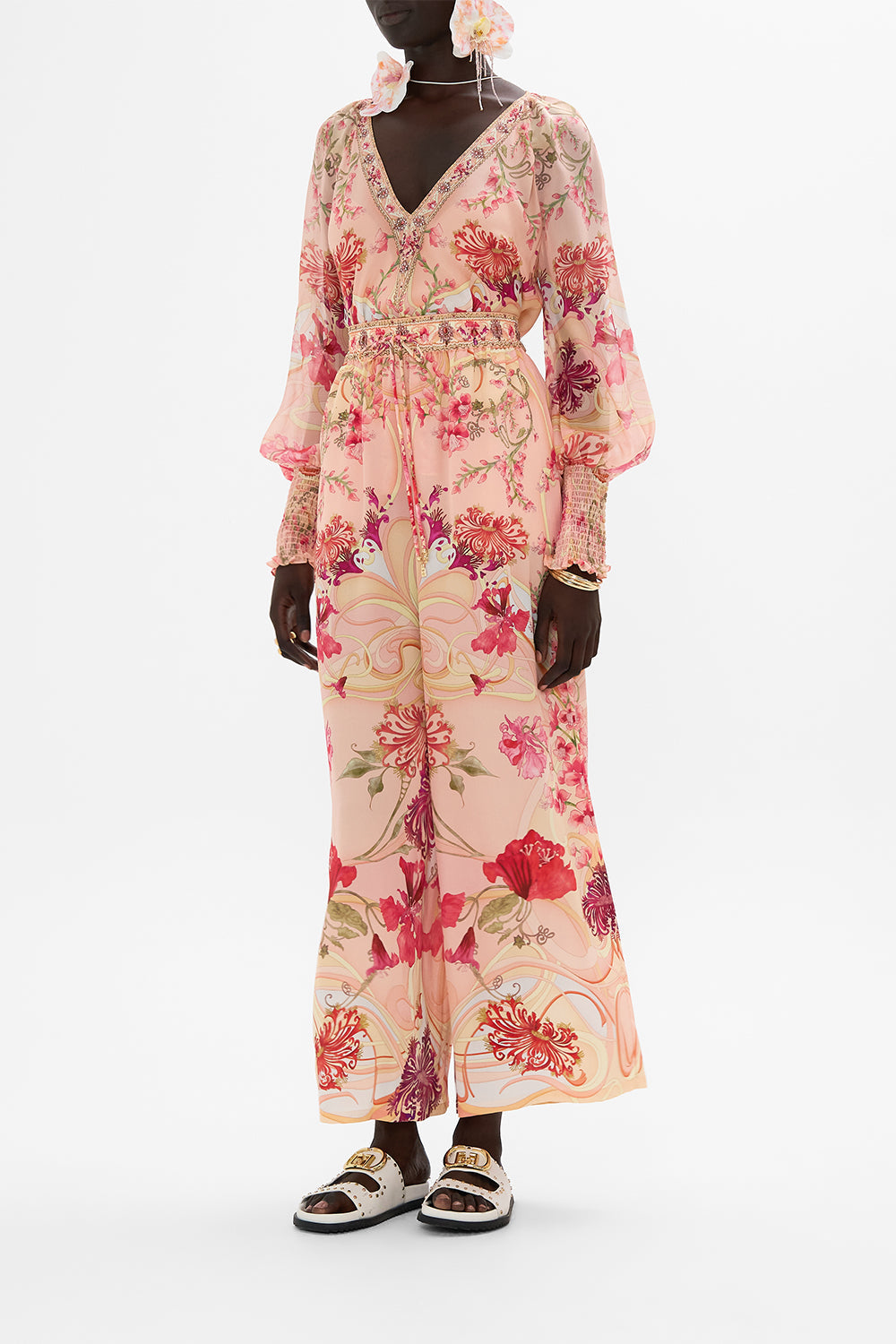 CAMILLA floral Straight Leg Pant in Blossoms and Brushstrokes