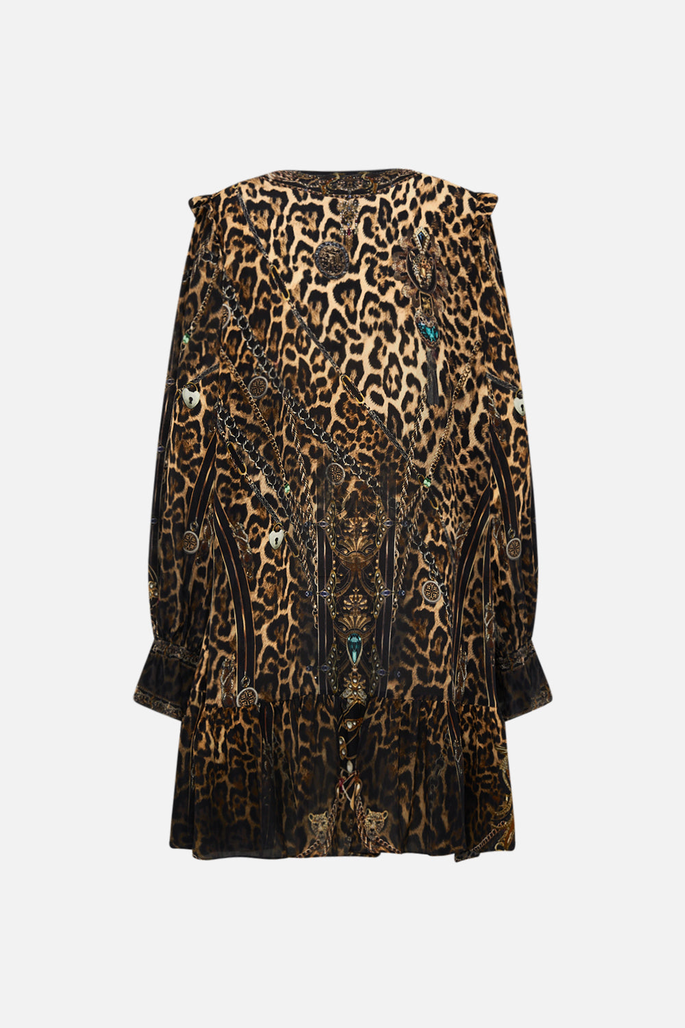 CAMILLA Leopard Ruffle Lace Up Dress in Amsterglam