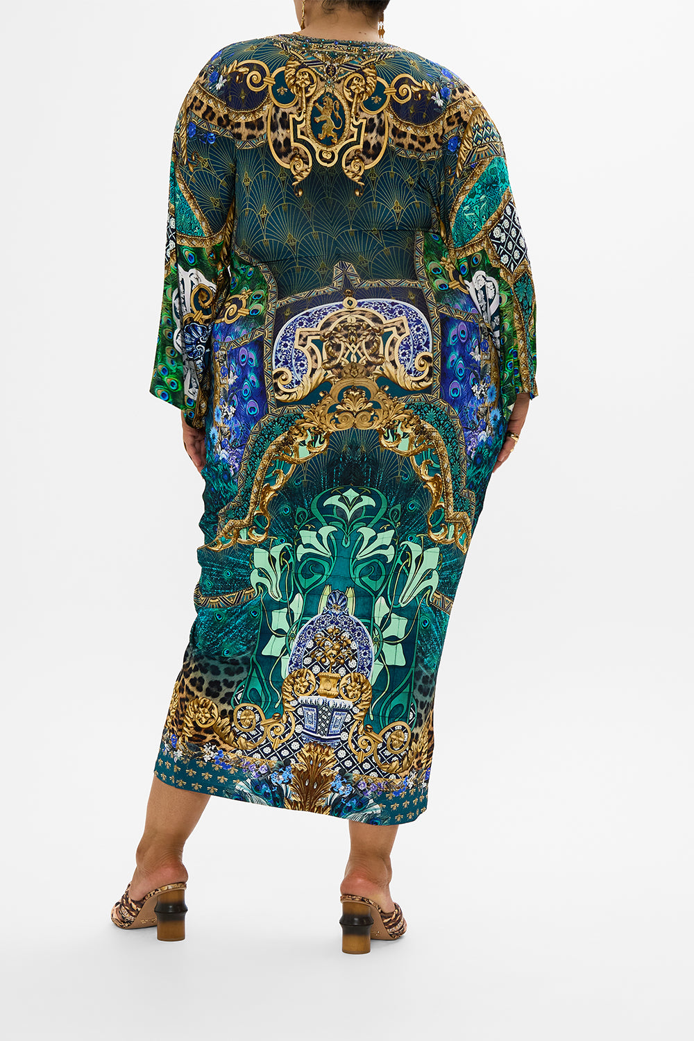 LONG SPLIT FRONT TWIST DRESS FAN DANCE