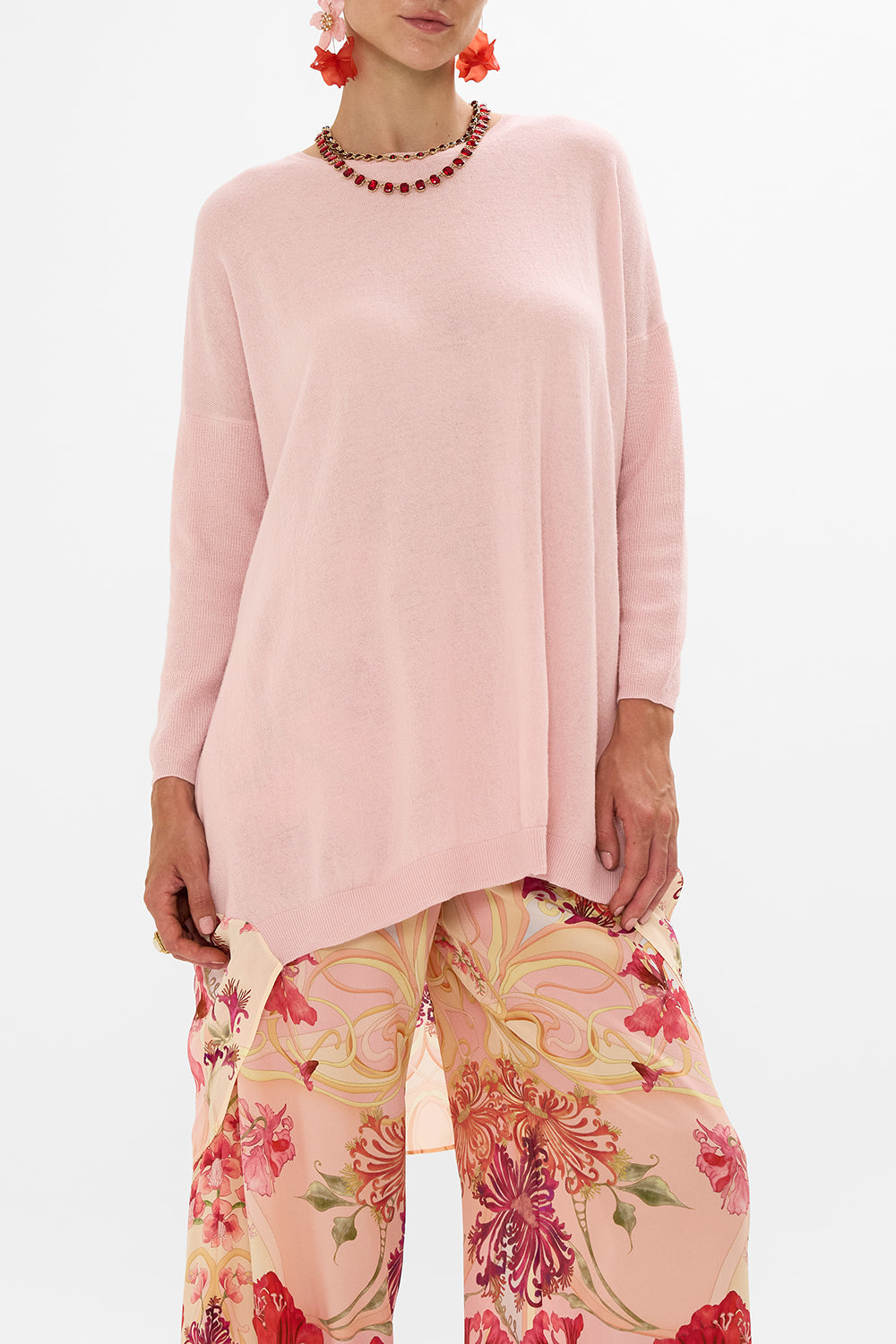 CAMILLA floral long sleeve jumper in Blossoms And Brushstrokes print.