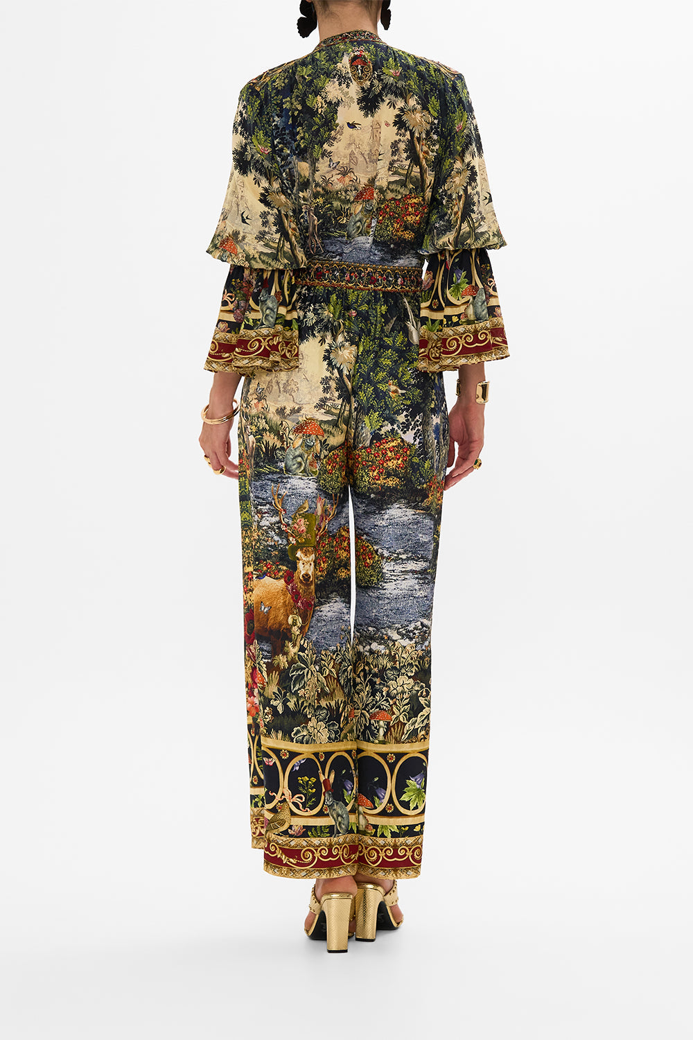CAMILLA Black Straight Leg Pant in Tapestry Totems