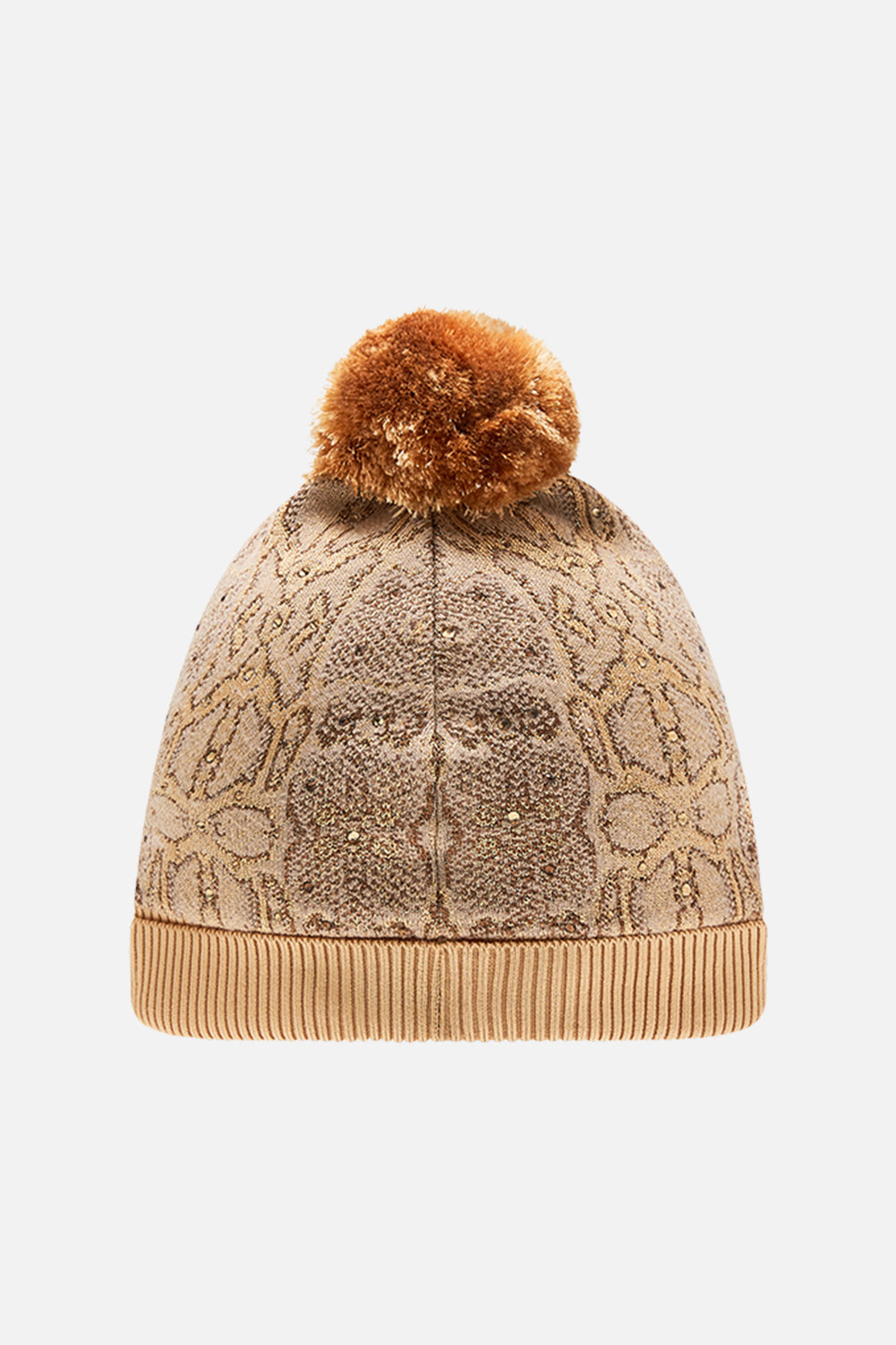 CAMILLA Gold Knit Beanie in Valley of the Kings Print