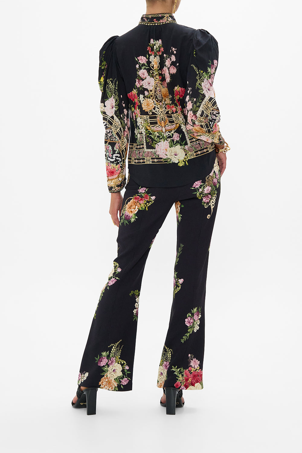 PINTUCK BLOUSE WITH DRAPED SLEEVE ADORNED IN ALEXANDRIA