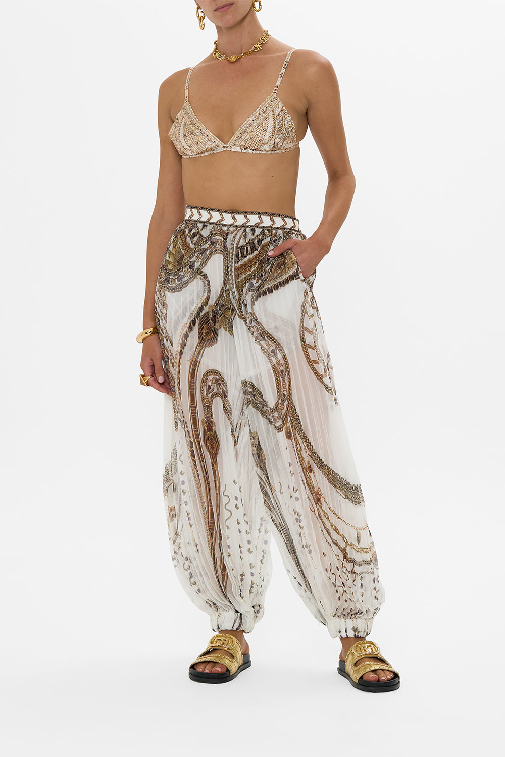 CAMILLA Plisse Harem Jogger in Goddess Energy print