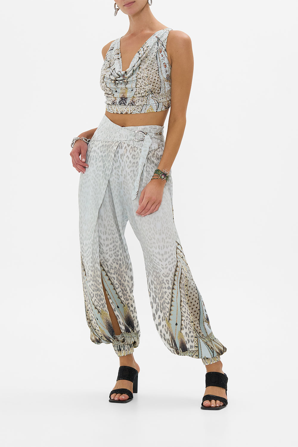 CAMILLA Asymmetrical Belted Pant in Sahara Starlet print