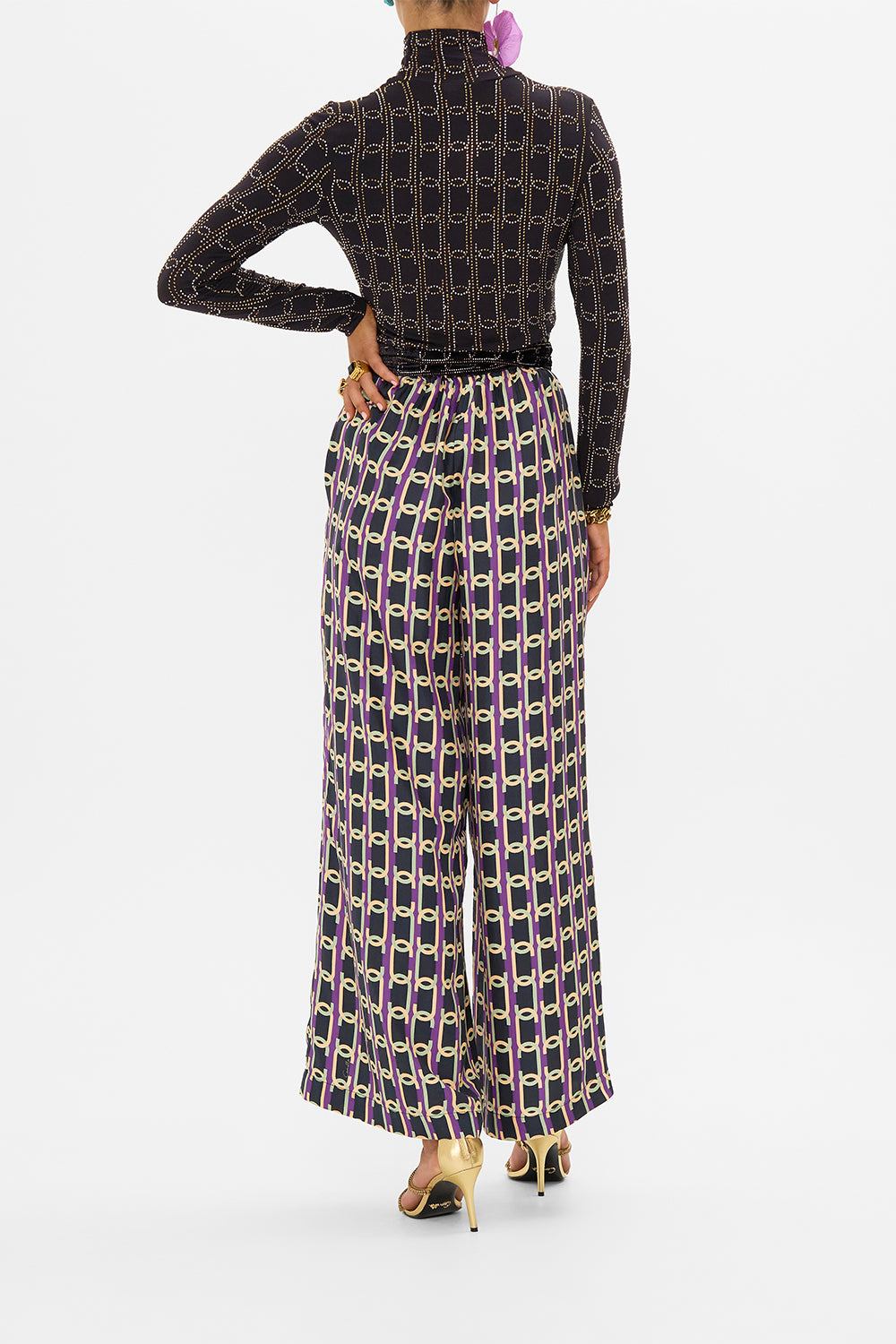 CAMILLA jersey turtleneck in Film Diva print