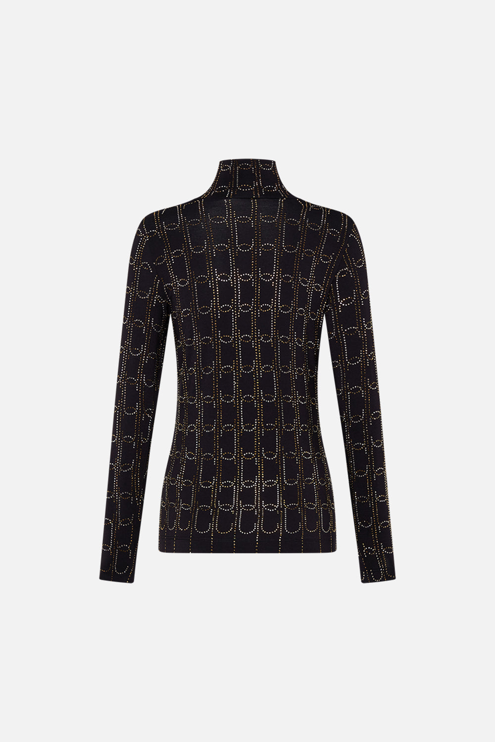 CAMILLA jersey turtleneck in Film Diva print