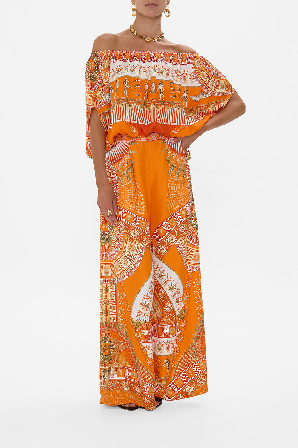 CAMILLA Off Shoulder Elastic Top in The Obelisk Gate Print