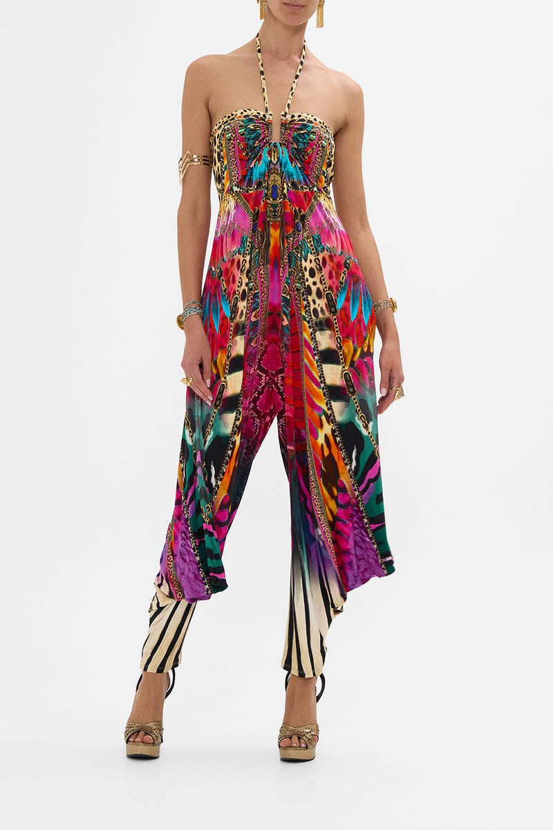DRAPED PANT JUMPSUIT WITH HARDWARE LADY LIONHEART