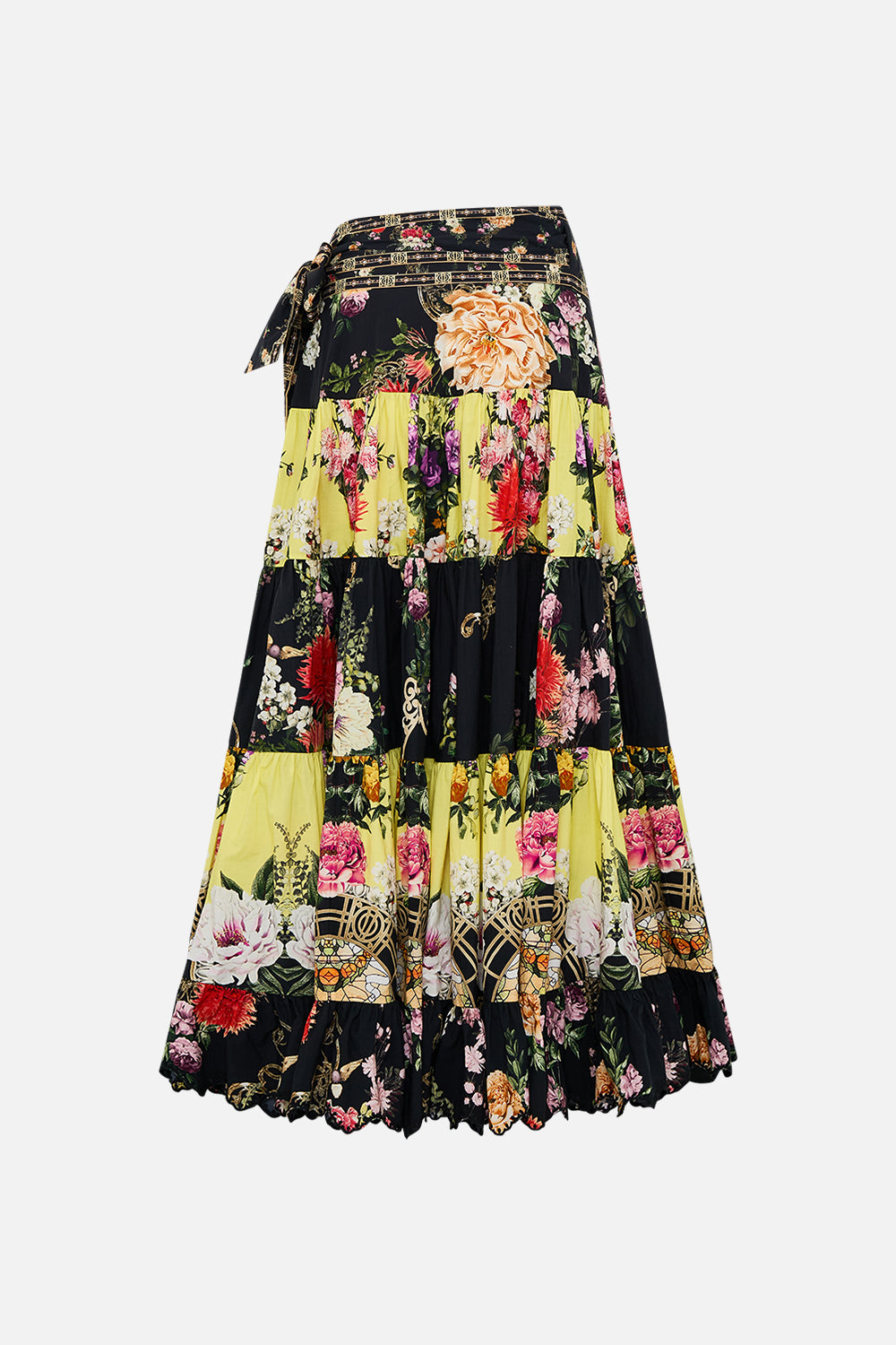 CAMILLA Wrap skirt with gathered panels in Adorned in Alexandria print.