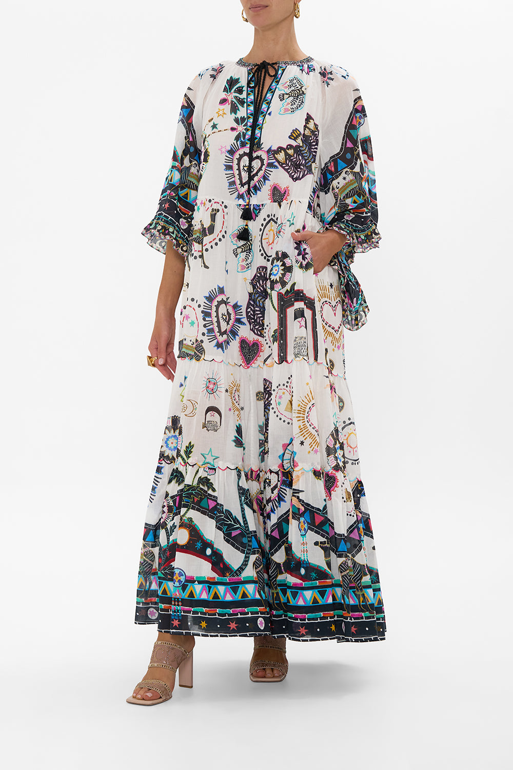 WIDE SLEEVE GATHERED DRESS NUBIAN WONDERLAND