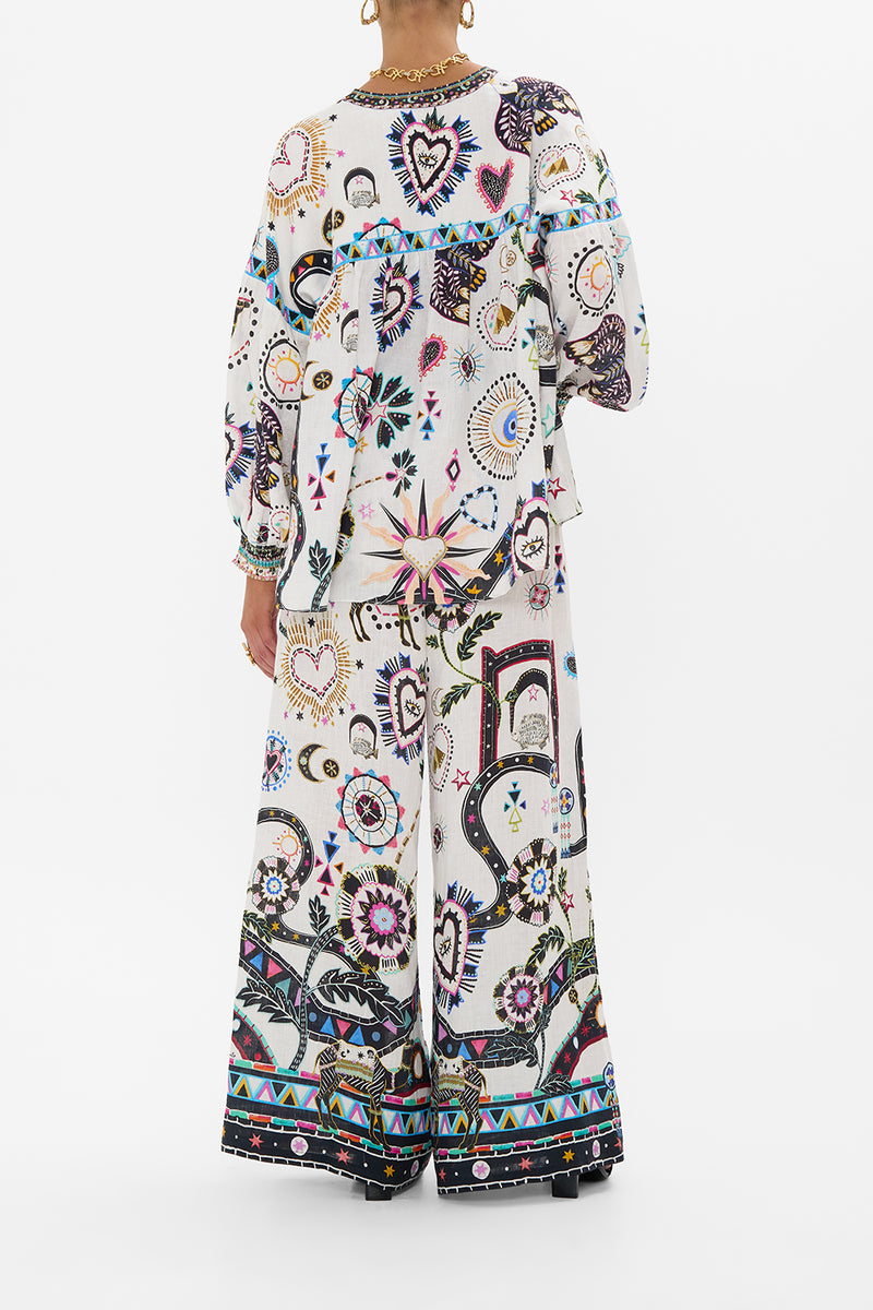 BLOUSON BLOUSE WITH NECK TIE SHAKESPEARES GARDEN