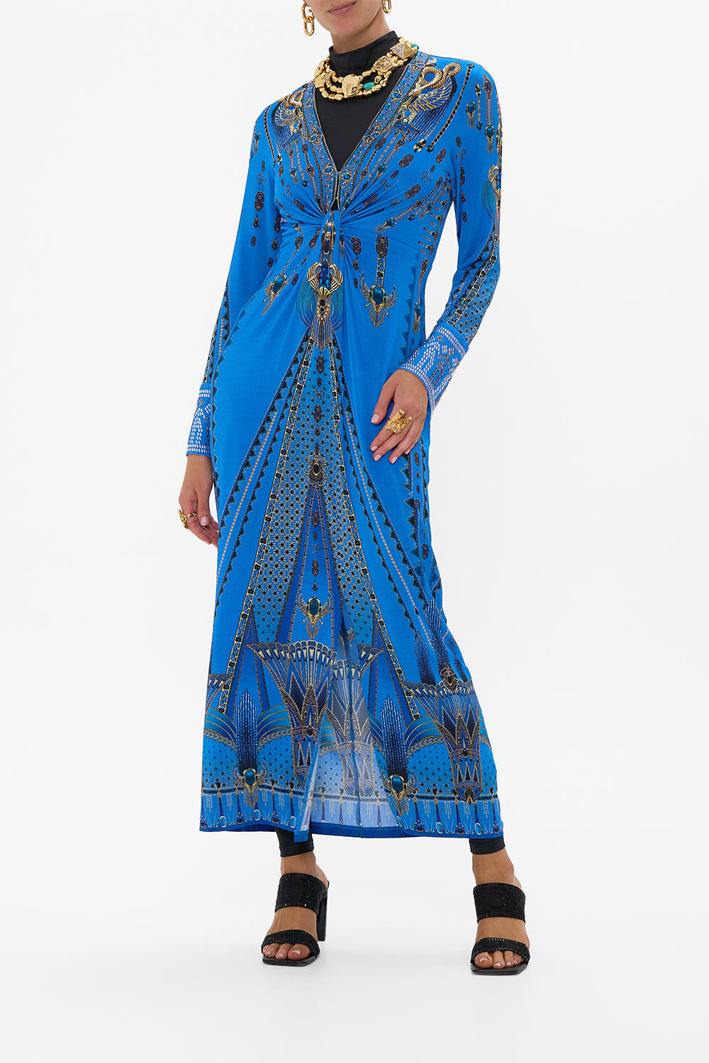 LONG V NECK TWIST FRONT JERSEY DRESS ARCHIVAL REVIVAL