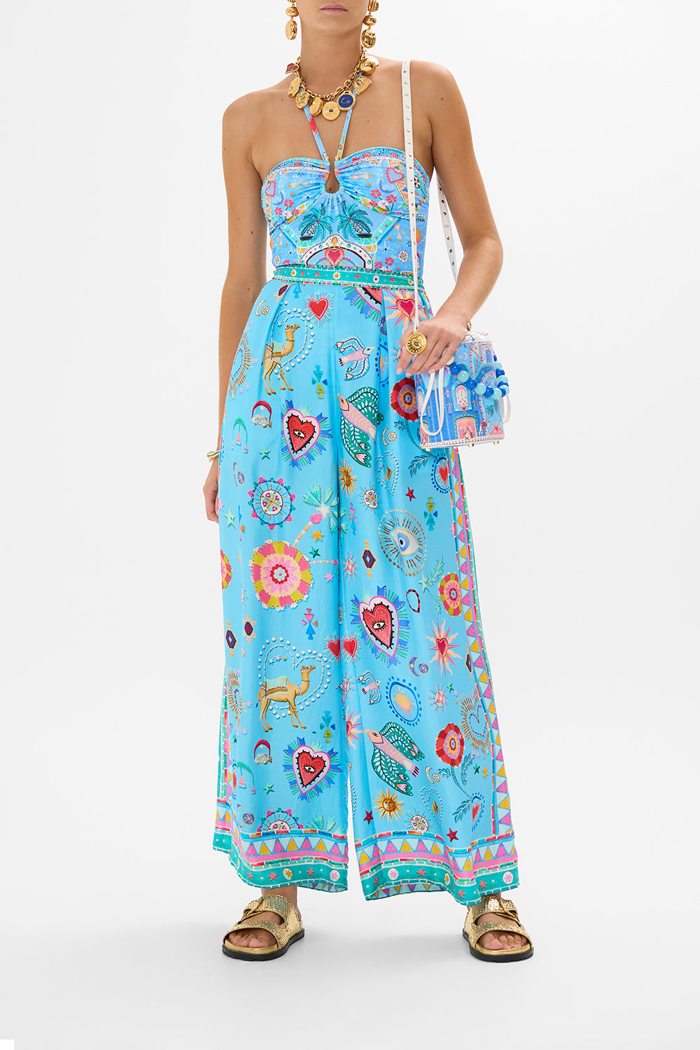 BANDEAU ONE PIECE WITH RING TRIM A PAINTED VILLAGE