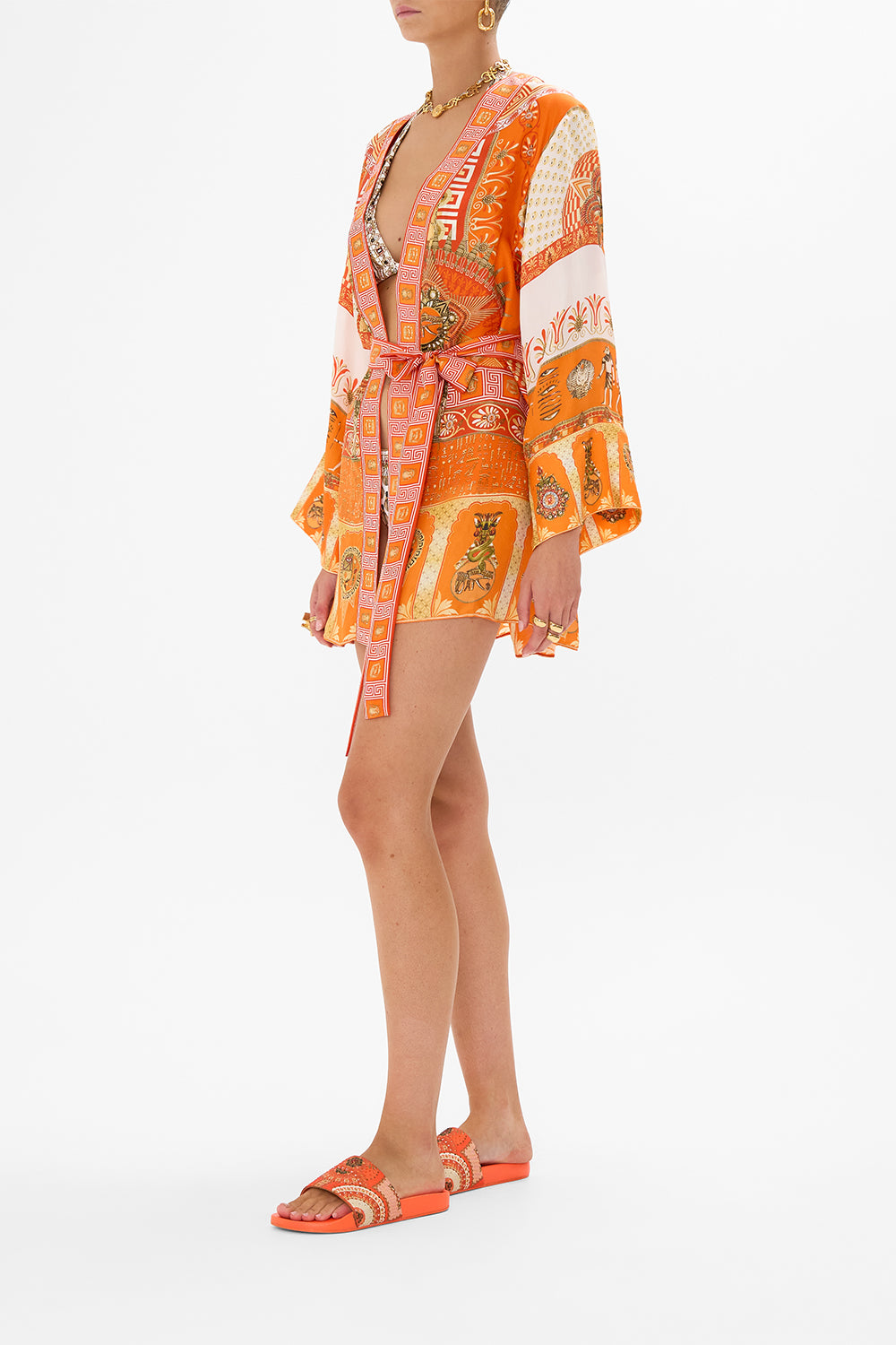 CAMILLA Short Kimono Wrap in The Obelisk Gate Print.