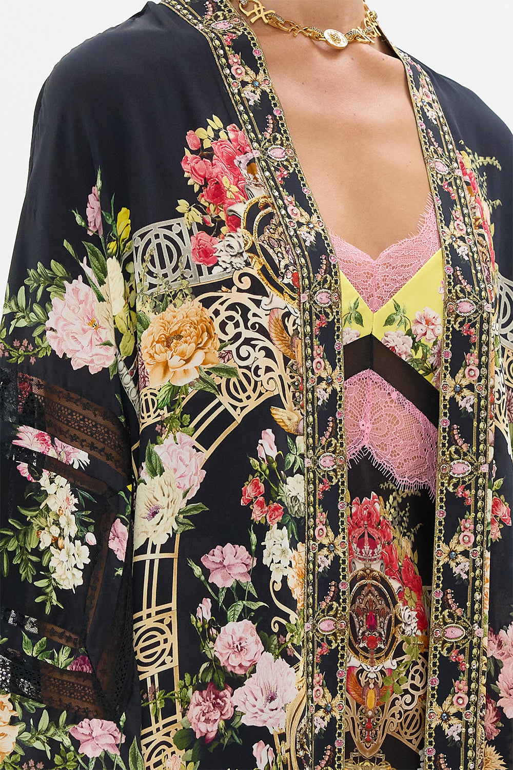 FLARE SLEEVE LONG ROBE ADORNED IN ALEXANDRIA