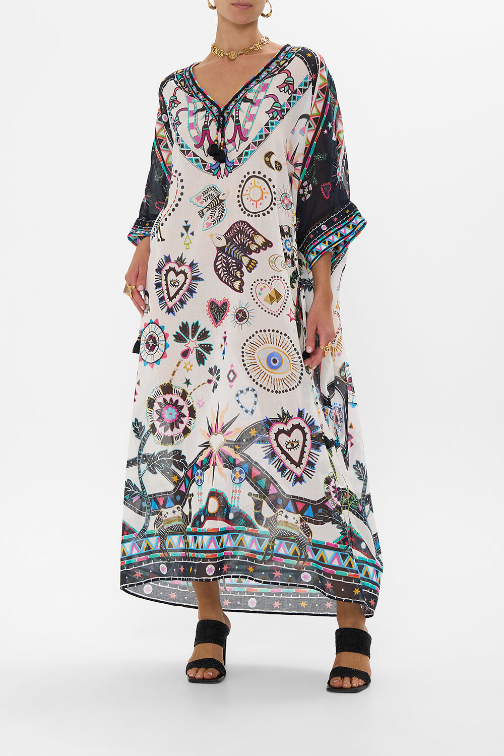 CAMILLA Tuck Front Kaftan in Nubian Wonderland print