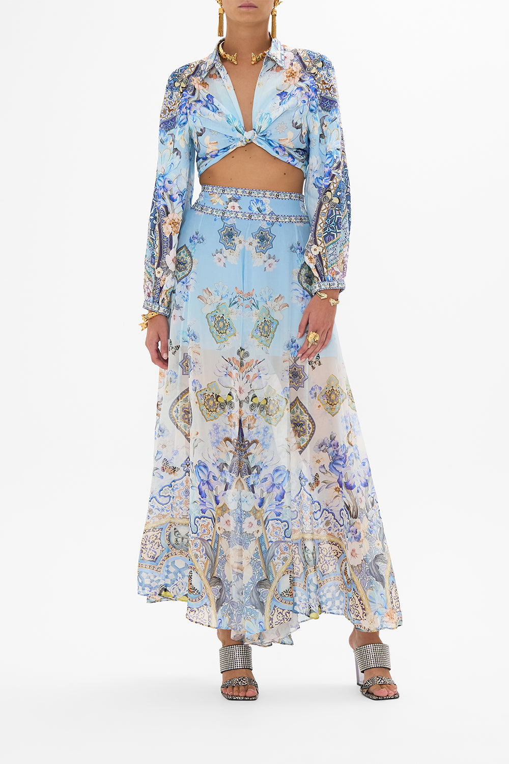 CAMILLA Sheer Wide Leg Pant in Al Manial Palace Memoirs print