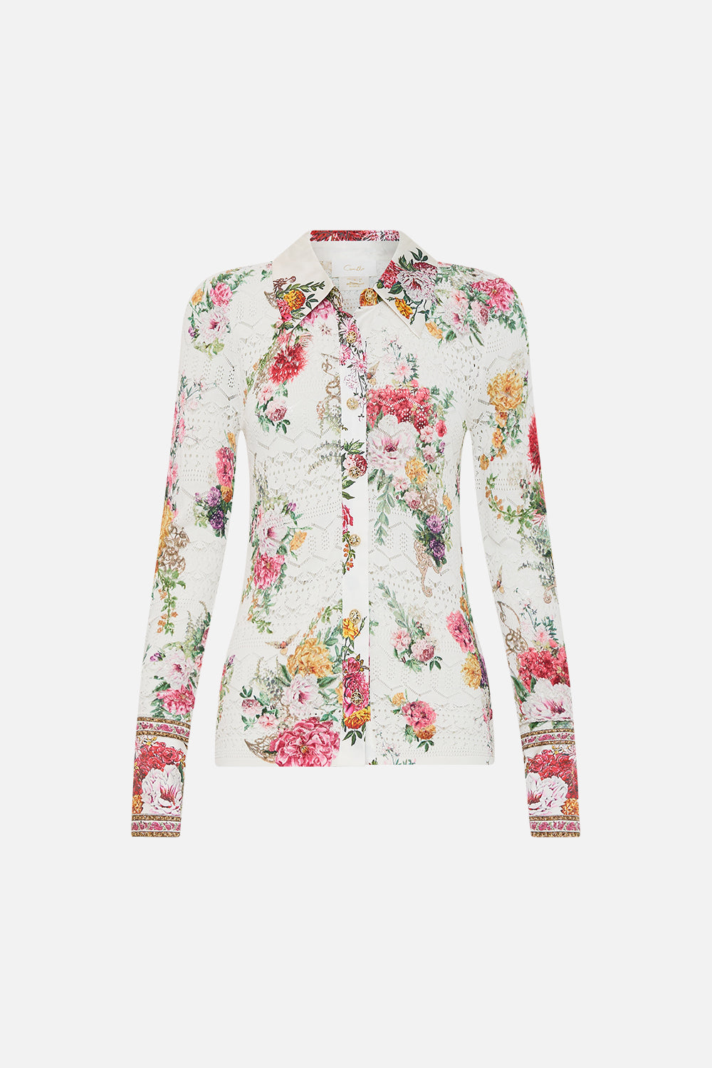 SILK SPLICED KNIT SHIRT EGYPTIAN ROSE