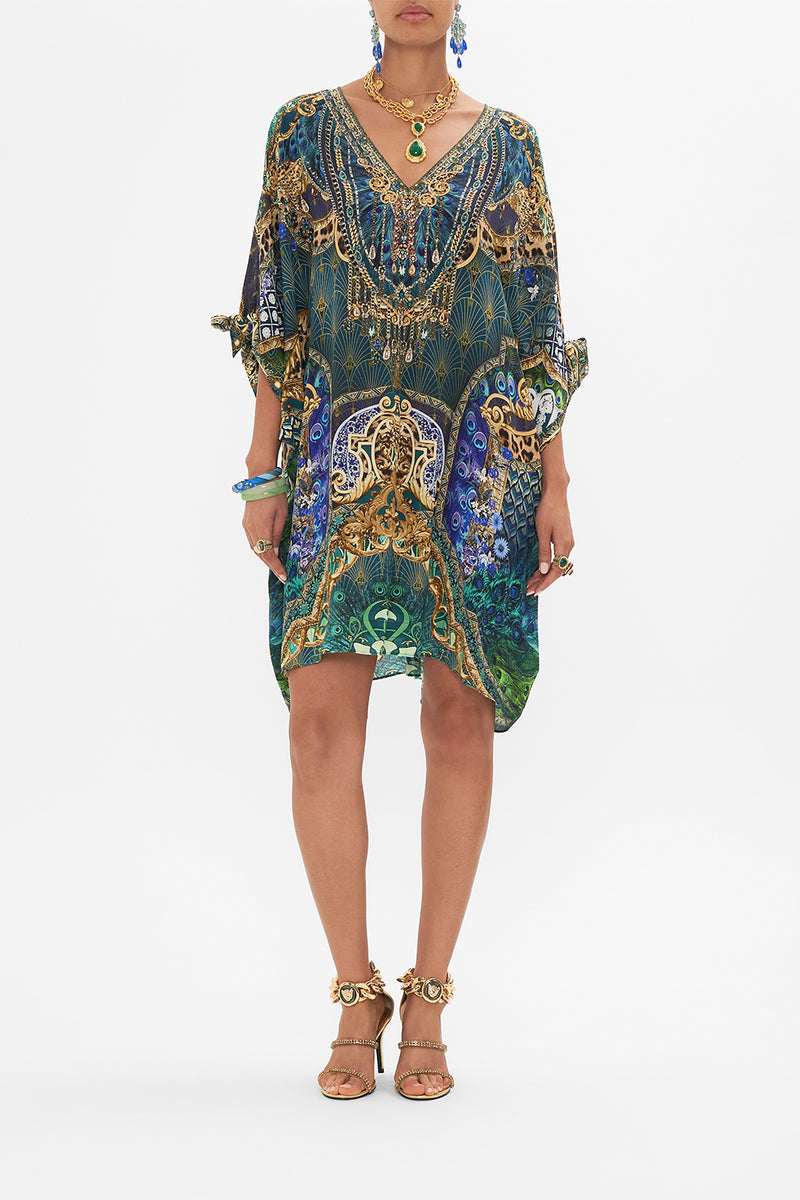 Tie Sleeve Short V Neck Kaftan Meet Me In Mallorca - Camilla