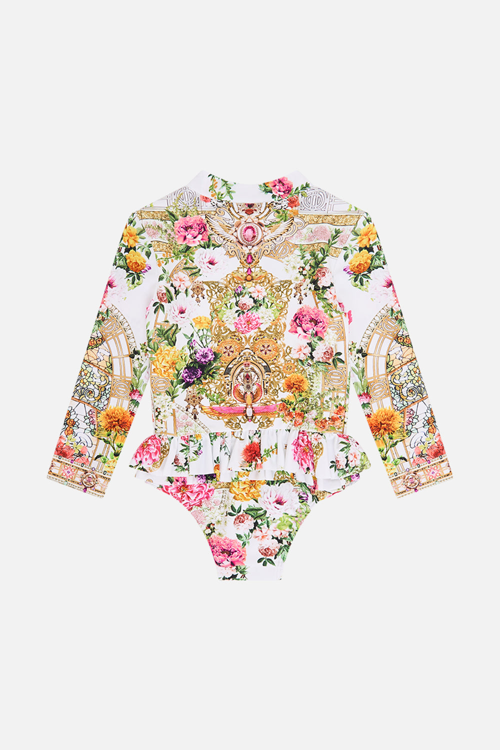 Milla By CAMILLA Babies Zip Paddlesuit With Frills in Egyptian Rose print.