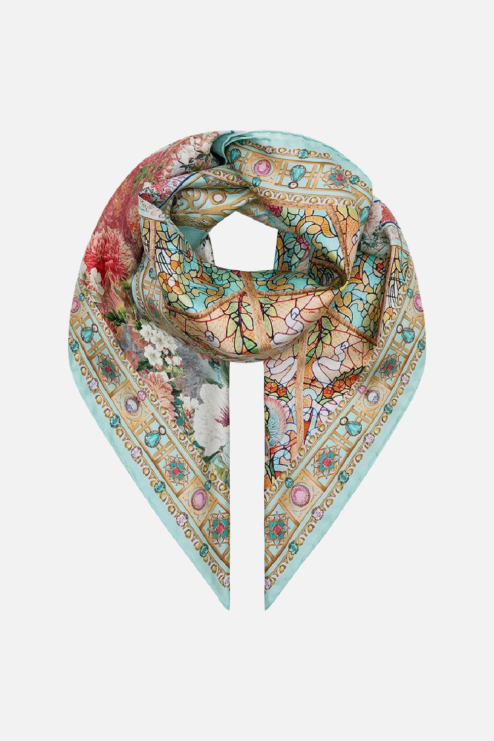 CAMILLA Silk Square Scarf in The Jewellery Museum print