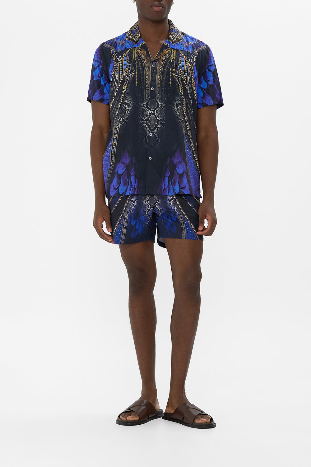 CAMILLA Short Sleeve Camp Collared Shirt in Other Side Of The Oasis print