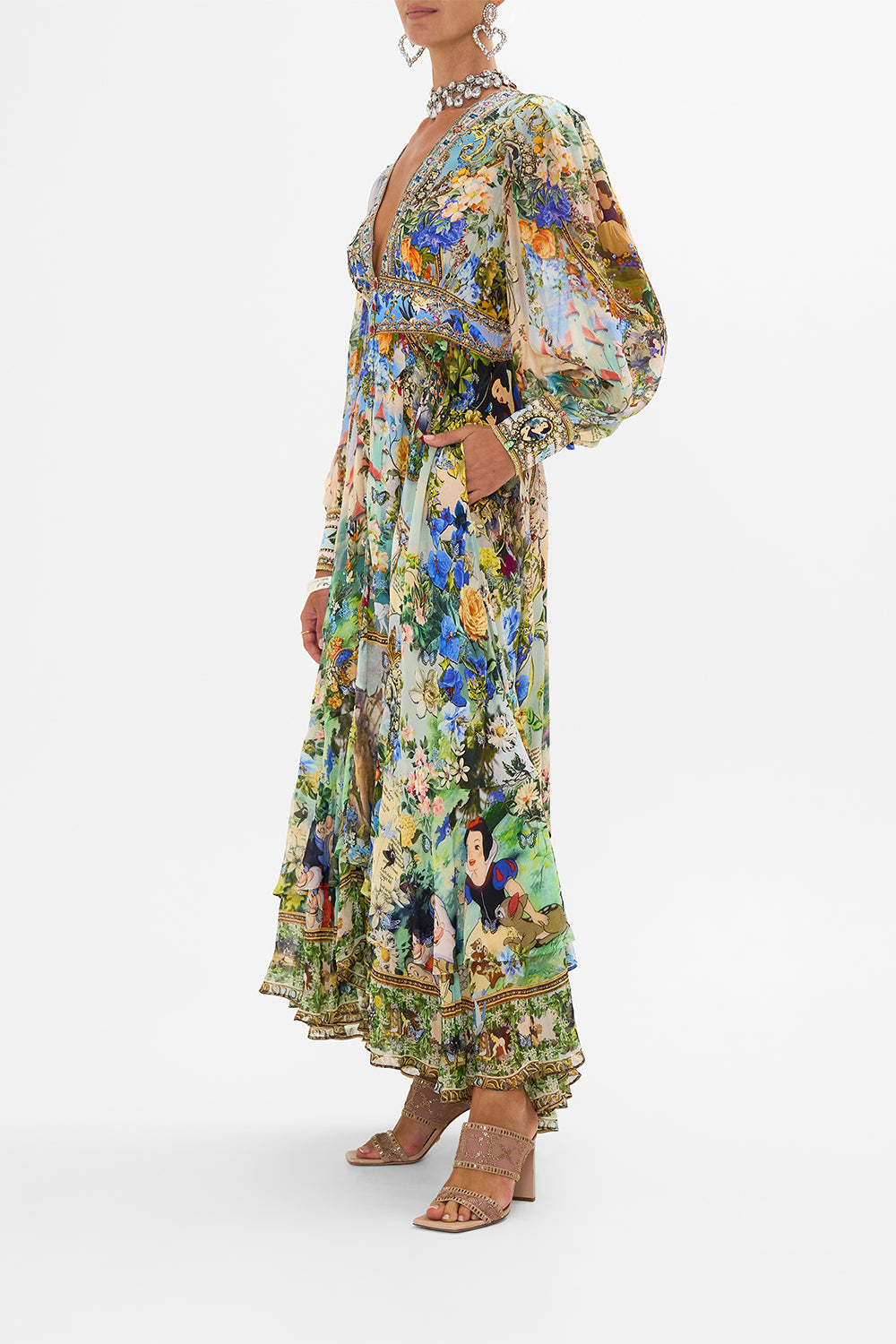 Disney CAMILLA silk maxi dress in The Kindest One of All print