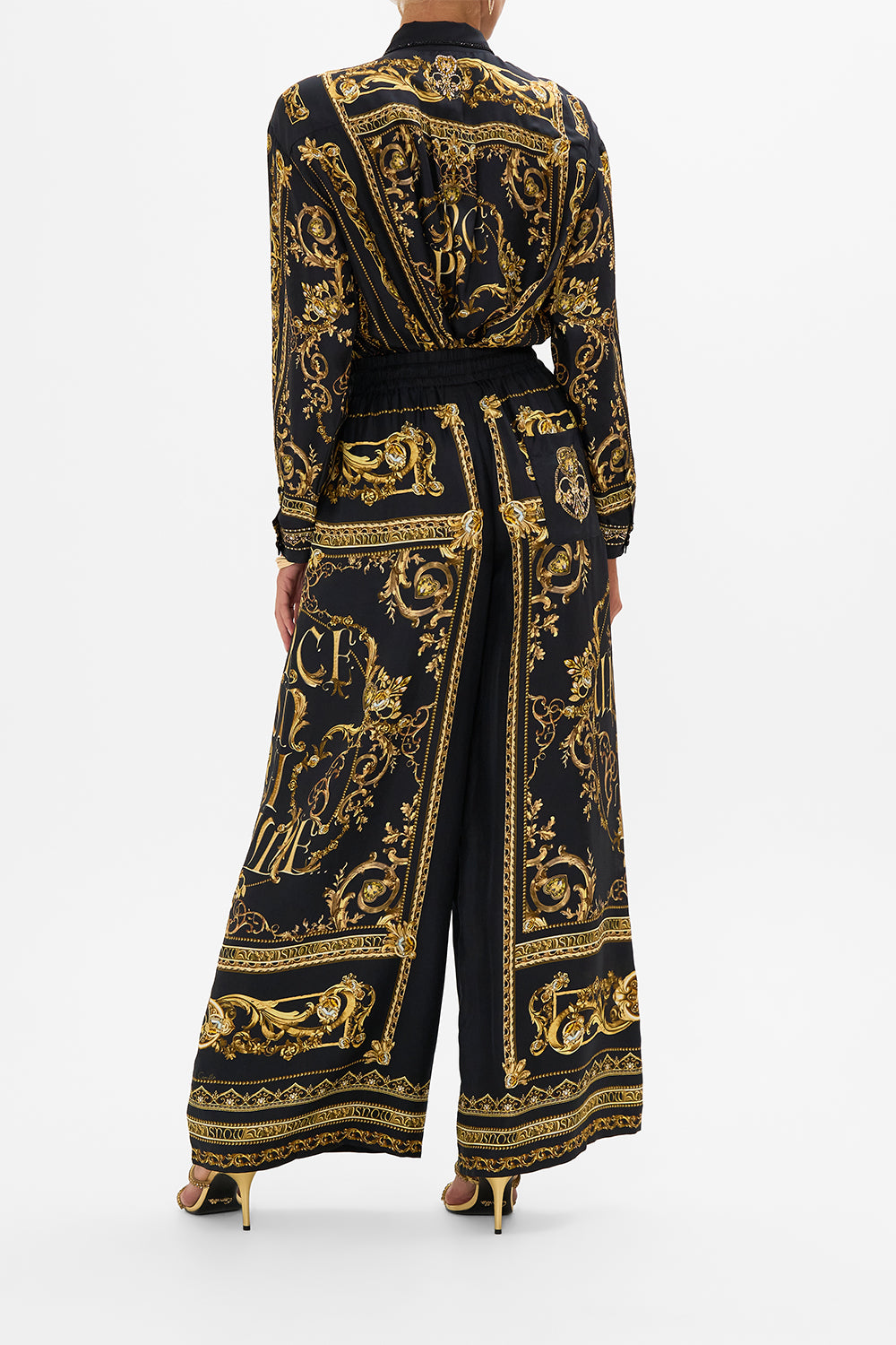Disney CAMILLA silk pants in Once Upon A Time print