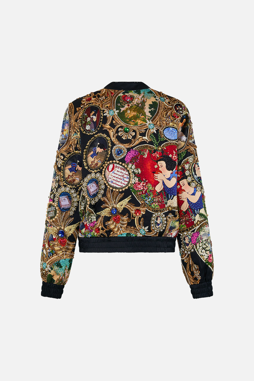 Disney CAMILLA silk bomber jacket in Happily Ever After print