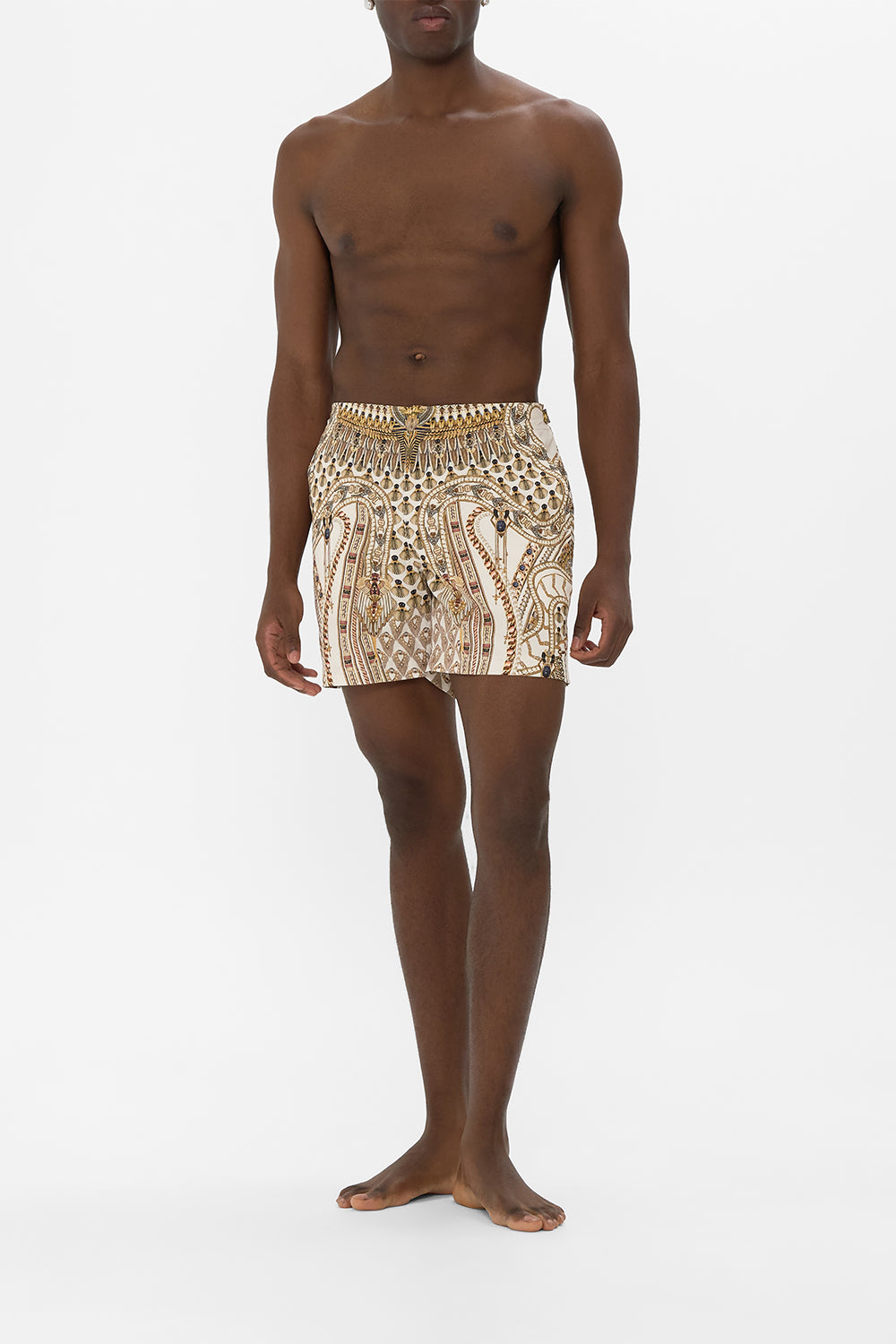 CAMILLA Mid Length Swim Short in Goddess Energy print