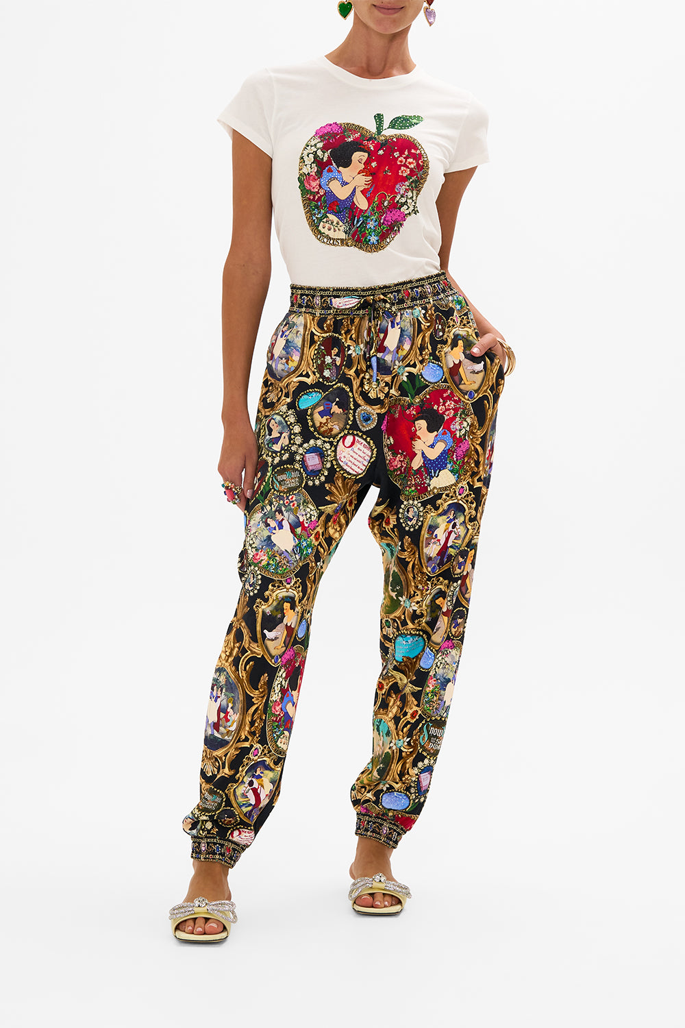Disney CAMILLA jersey track pants in Happily Ever After print