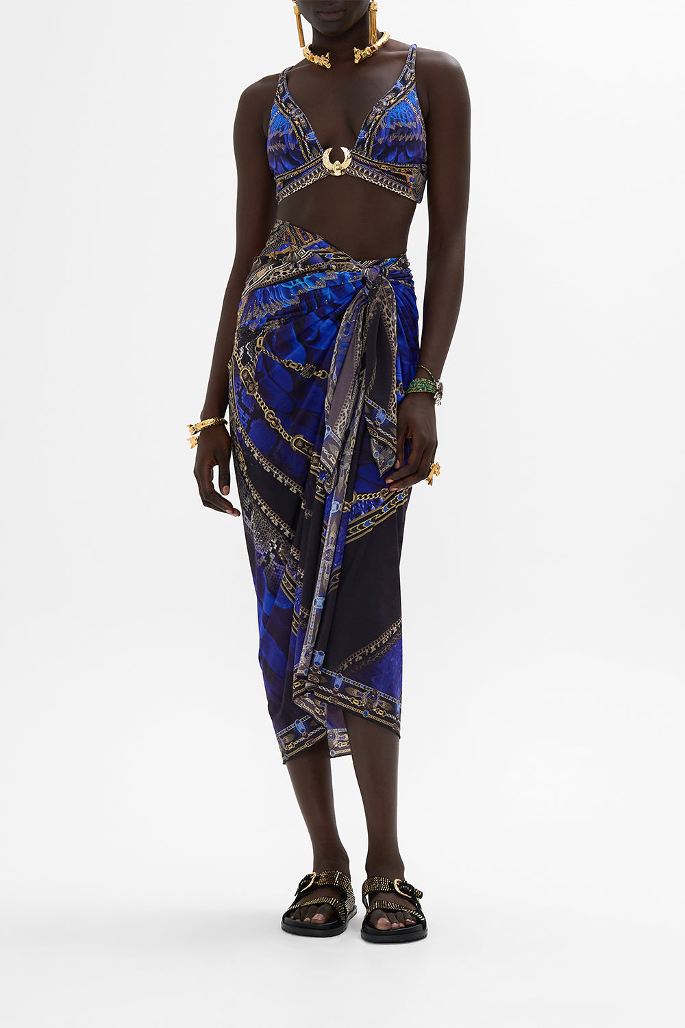 CAMILLA Long Sarong in Other Side of the Oasis print.