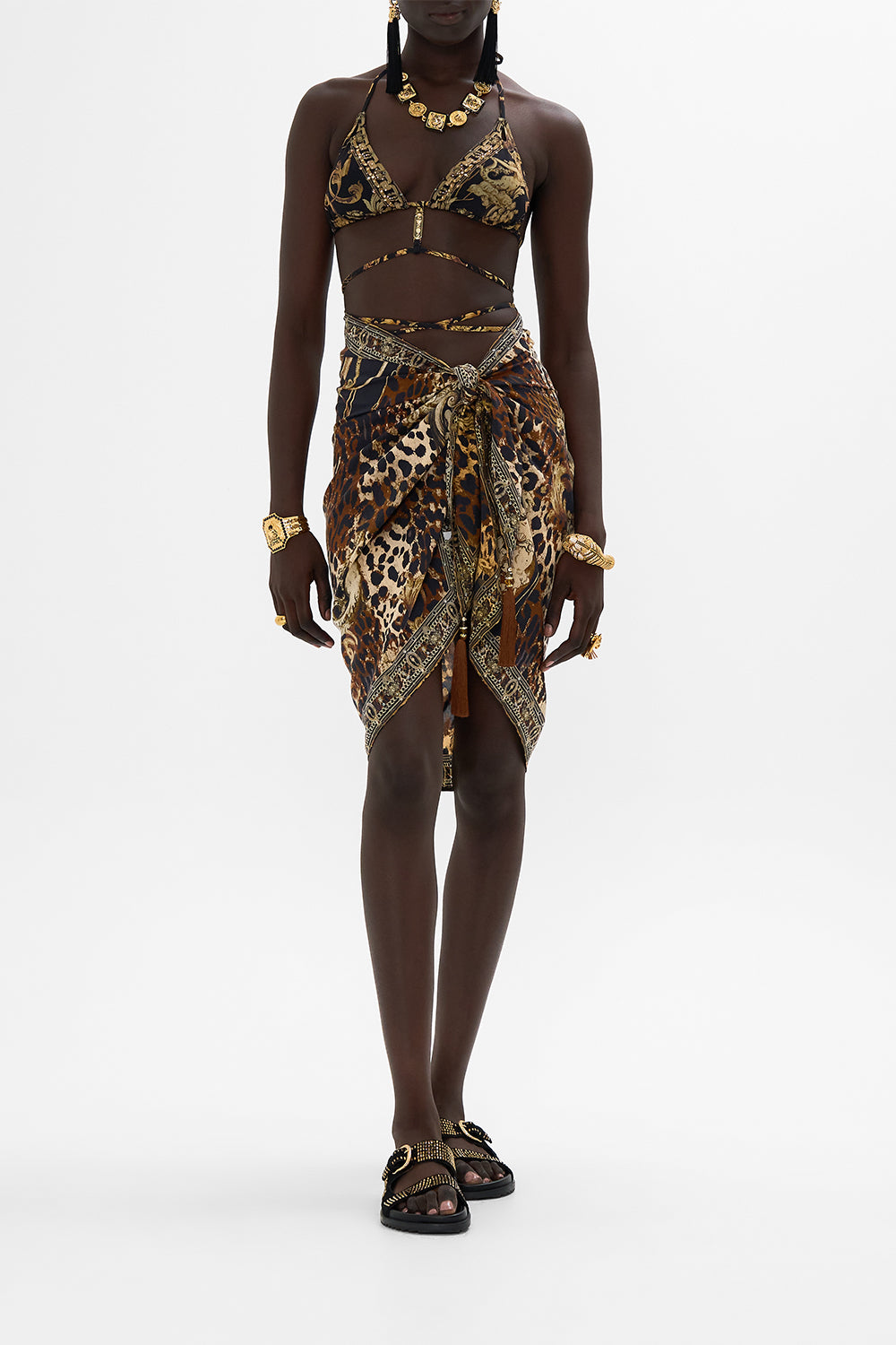 CAMILLA Short Tassel Sarong in Era Of Empires print