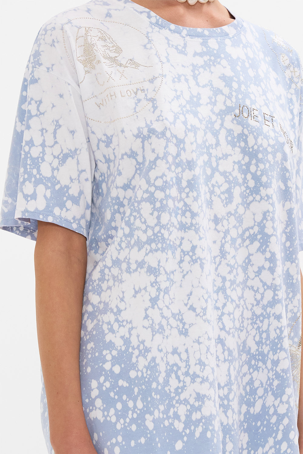 CAMILLA blue oversized band tee in Call Me in Cairo print