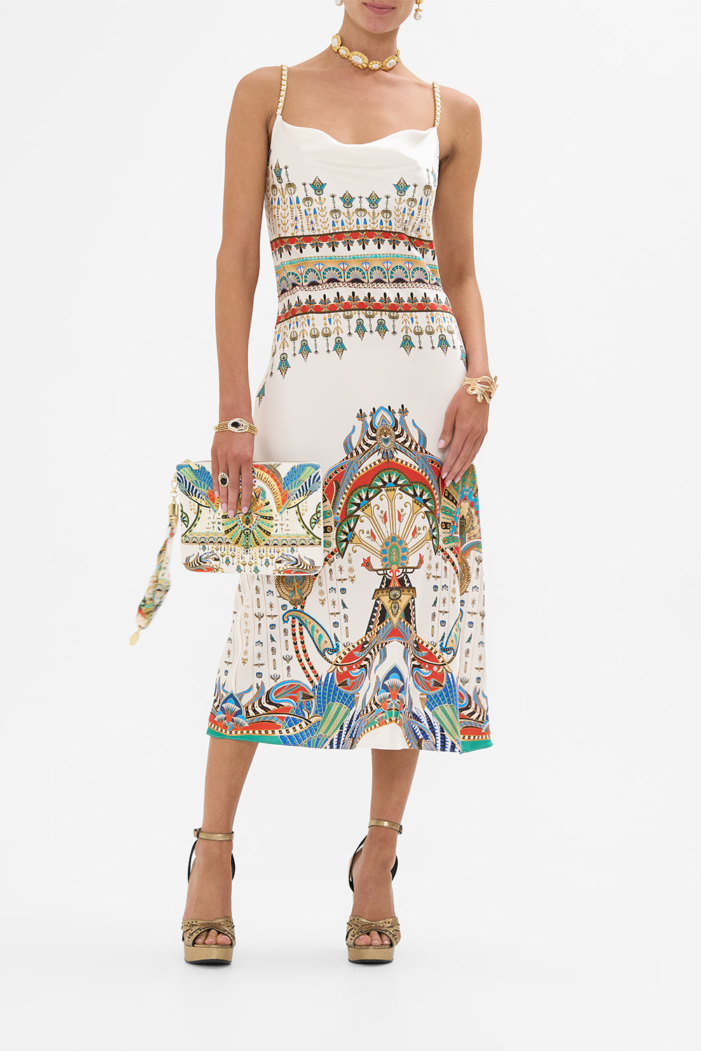 CAMILLA Long Bias Slip in Valley Of The Queens print