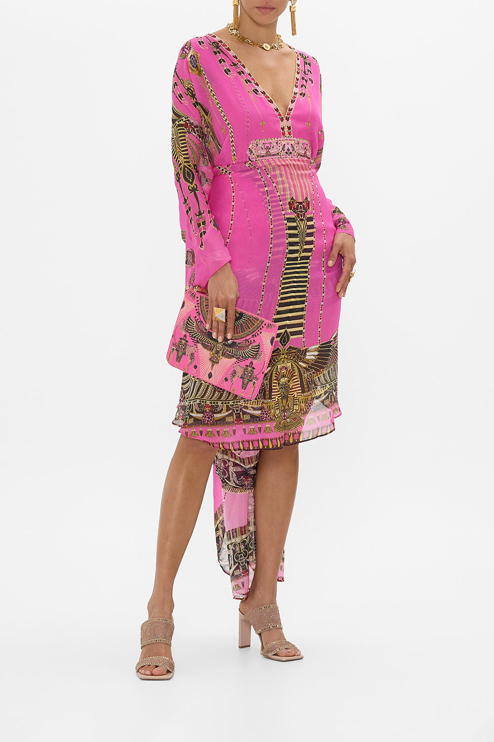 CAMILLA Long Kaftan With Waisted Detail in Song Of The Scarab print.