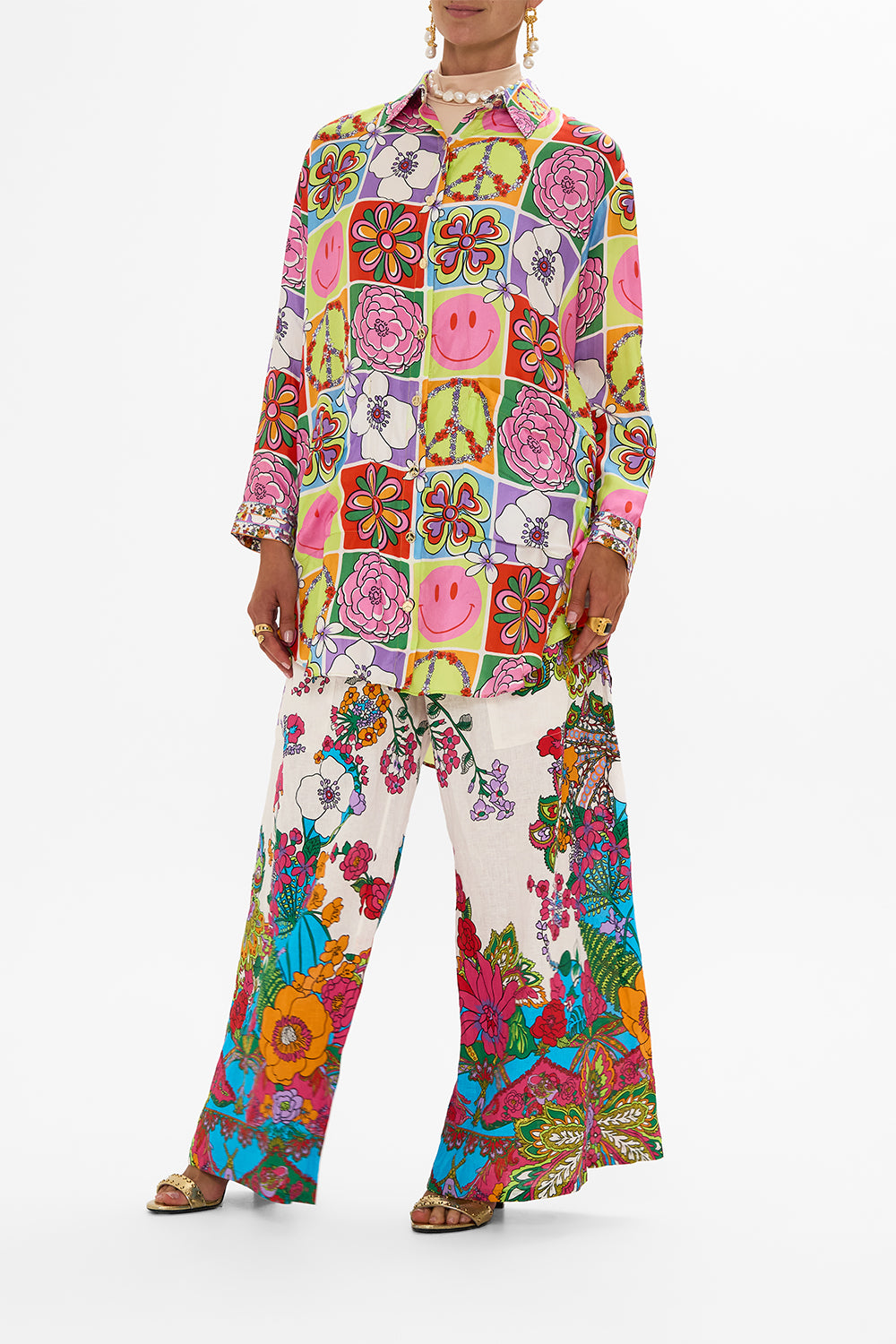 WIDE LEG TROUSER WITH FRONT POCKETS COSMIC PRAIRIE