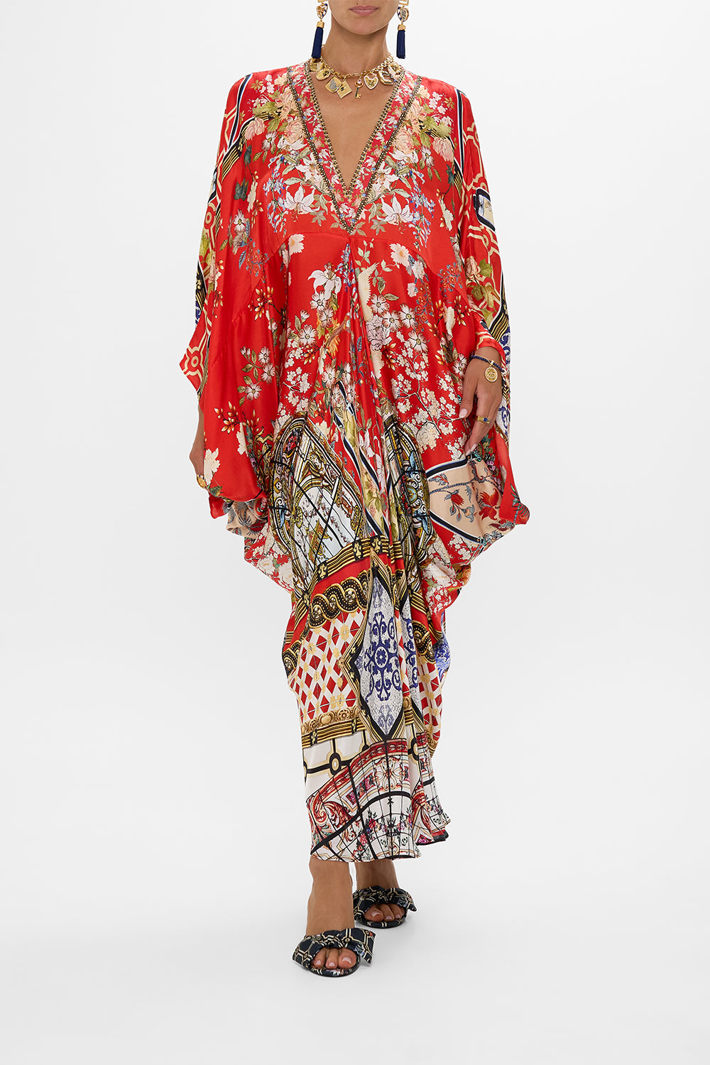 CAMILLA T Shape Long Kaftan in Lisboa Luxe print