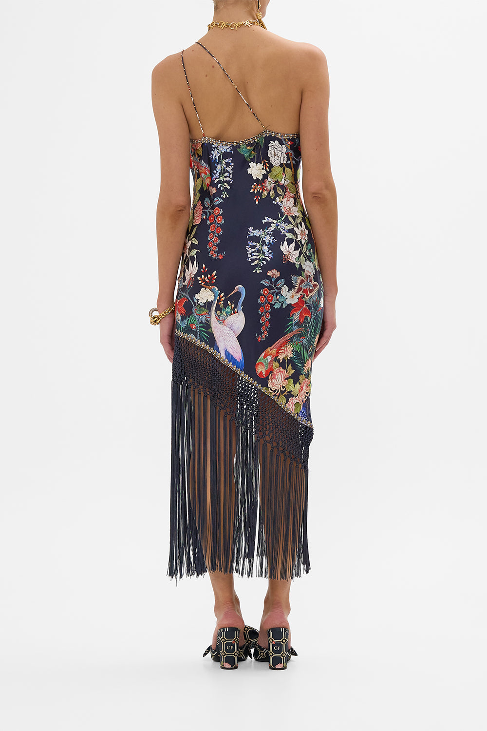 ONE SHOULDER DRESS WITH MACRAME FRINGING PALACIO POETRY