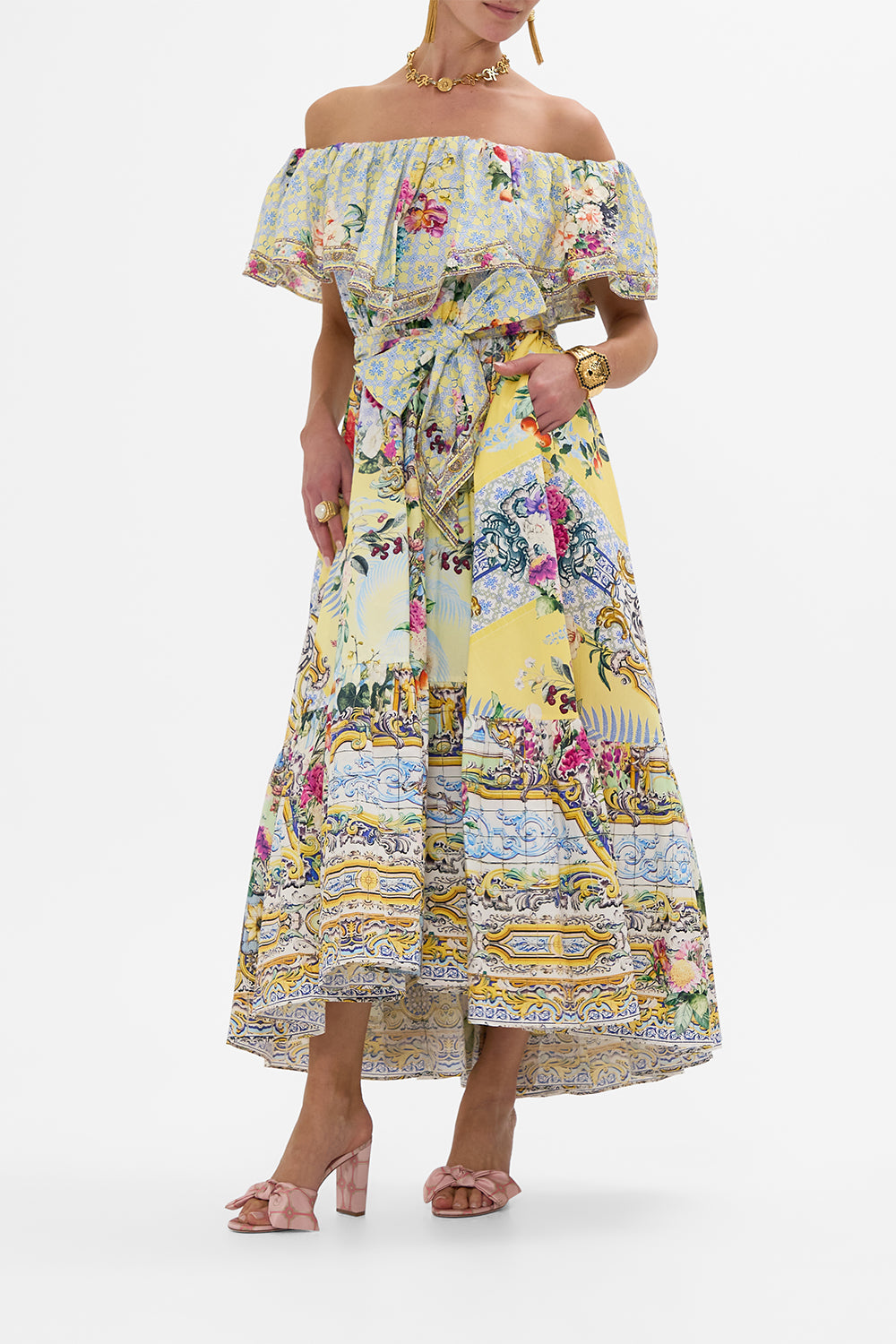 SHOULDER FRILL DRESS FLOR FANTÁSTICA