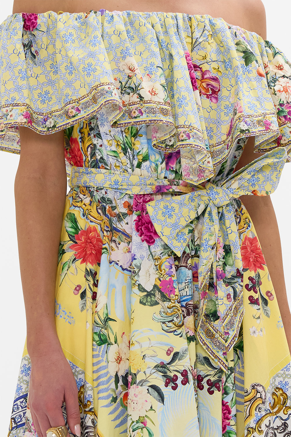 SHOULDER FRILL DRESS FLOR FANTÁSTICA