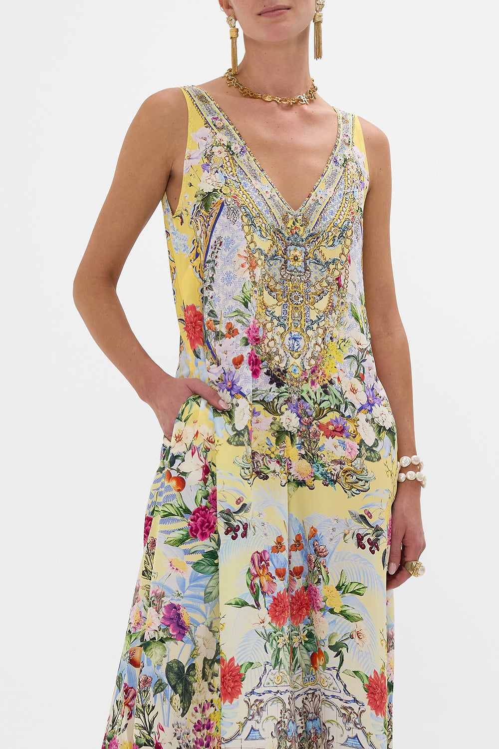 V NECK FLARED JUMPSUIT FLOR FANTÁSTICA