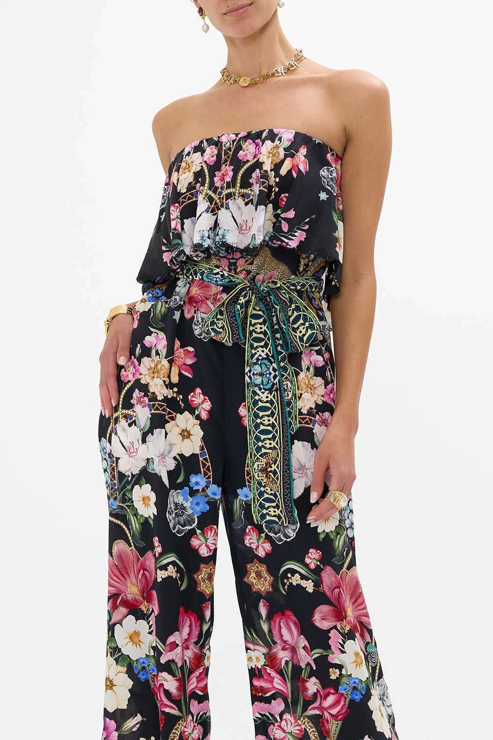 STRAPLESS JUMPSUIT WITH FRILL MIDNIGHT IN MONSERRATE