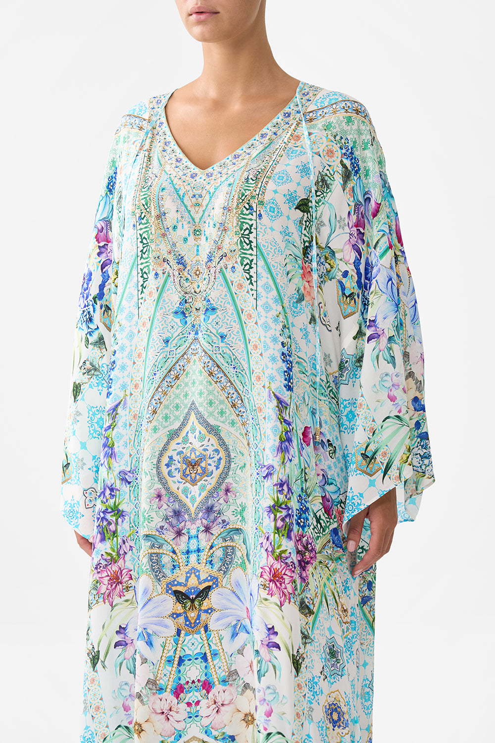 V NECK KAFTAN WITH TIES SUNRISE IN SINTRA