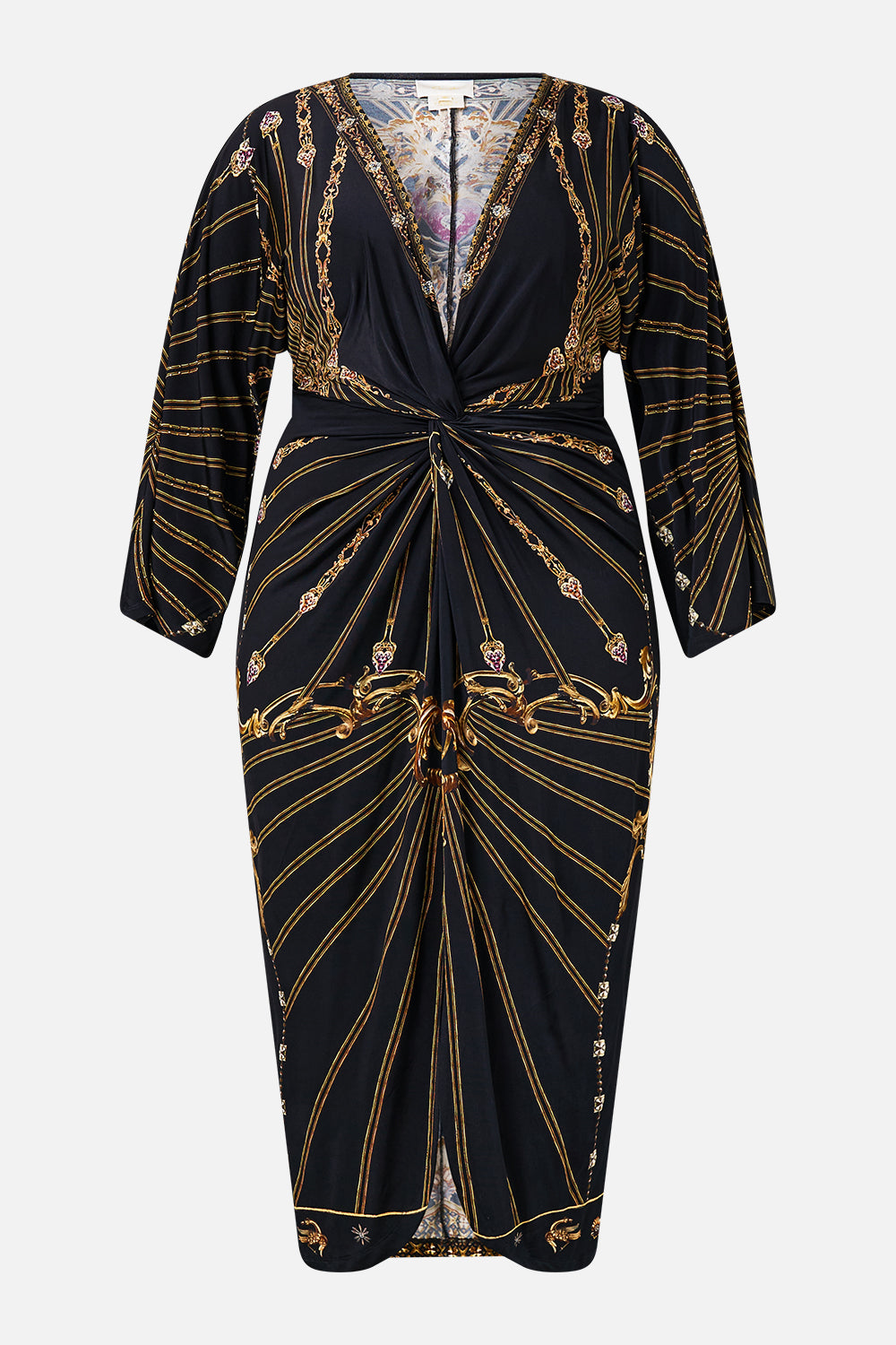 LONG SPLIT FRONT TWIST DRESS BAROQUE AROUND THE CLOCK