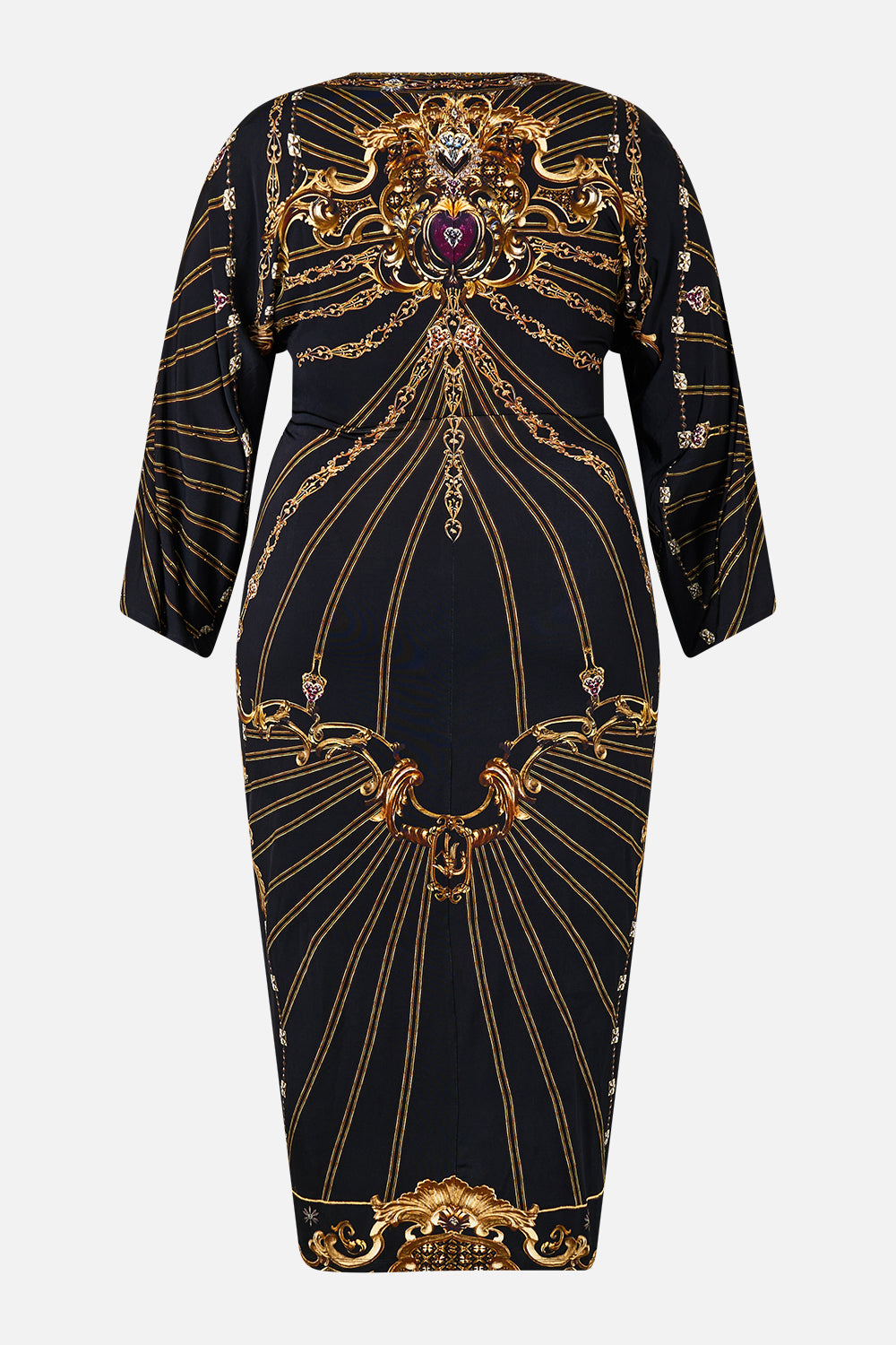 LONG SPLIT FRONT TWIST DRESS BAROQUE AROUND THE CLOCK