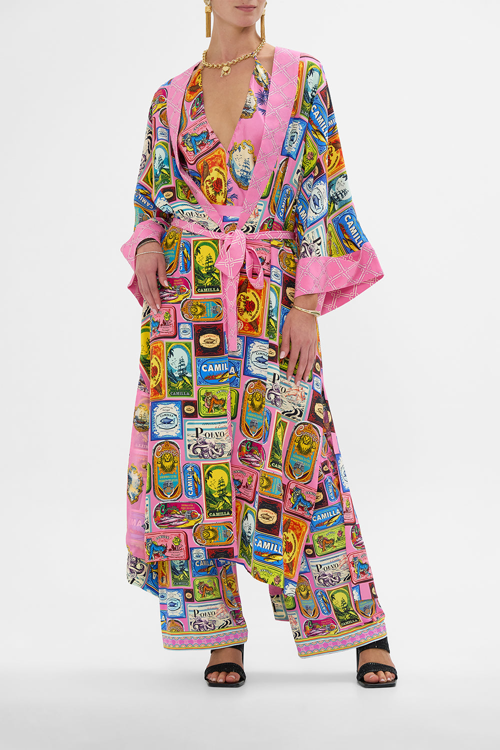 LONG ROBE WITH NARROW COLLAR SALTY SPLENDOUR